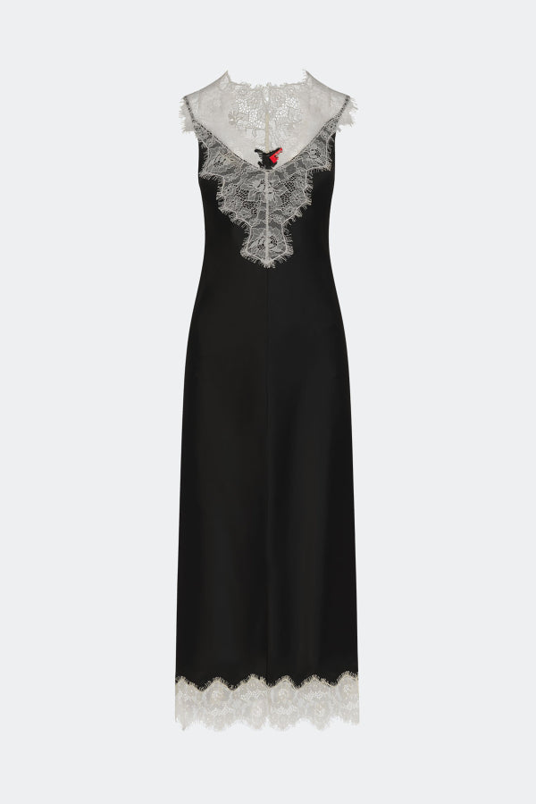 Simon Miller Bea Satin Lace Midi Dress - Black