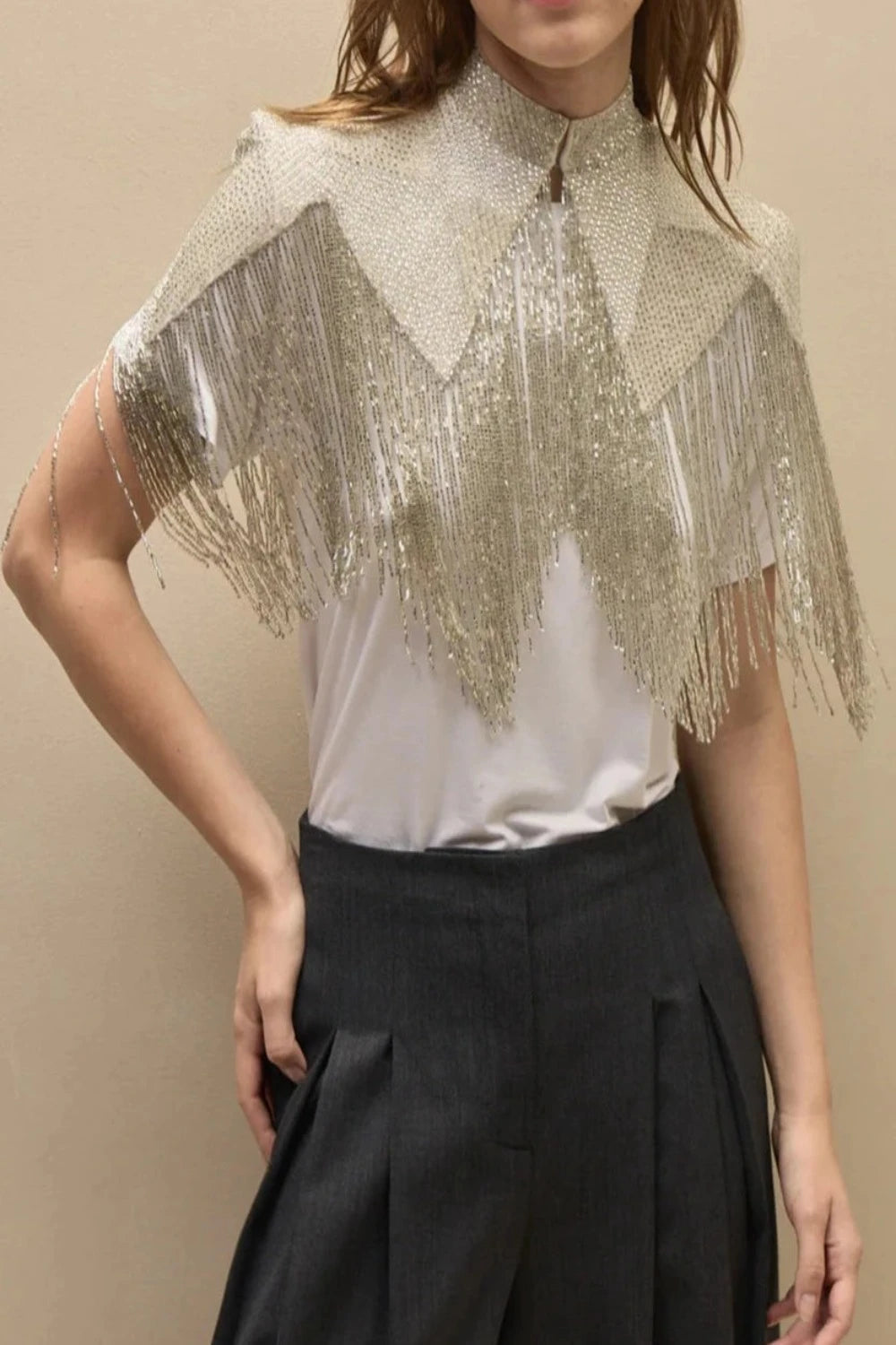 TWP Beaded Topper - Ivory