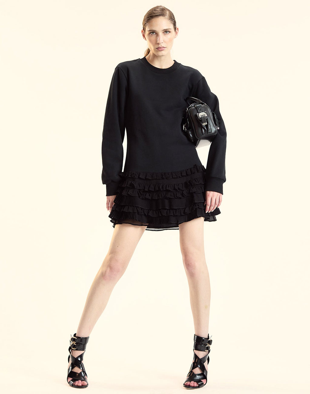 Cynthia Rowley Bella Ruffle Combo Dress - Black