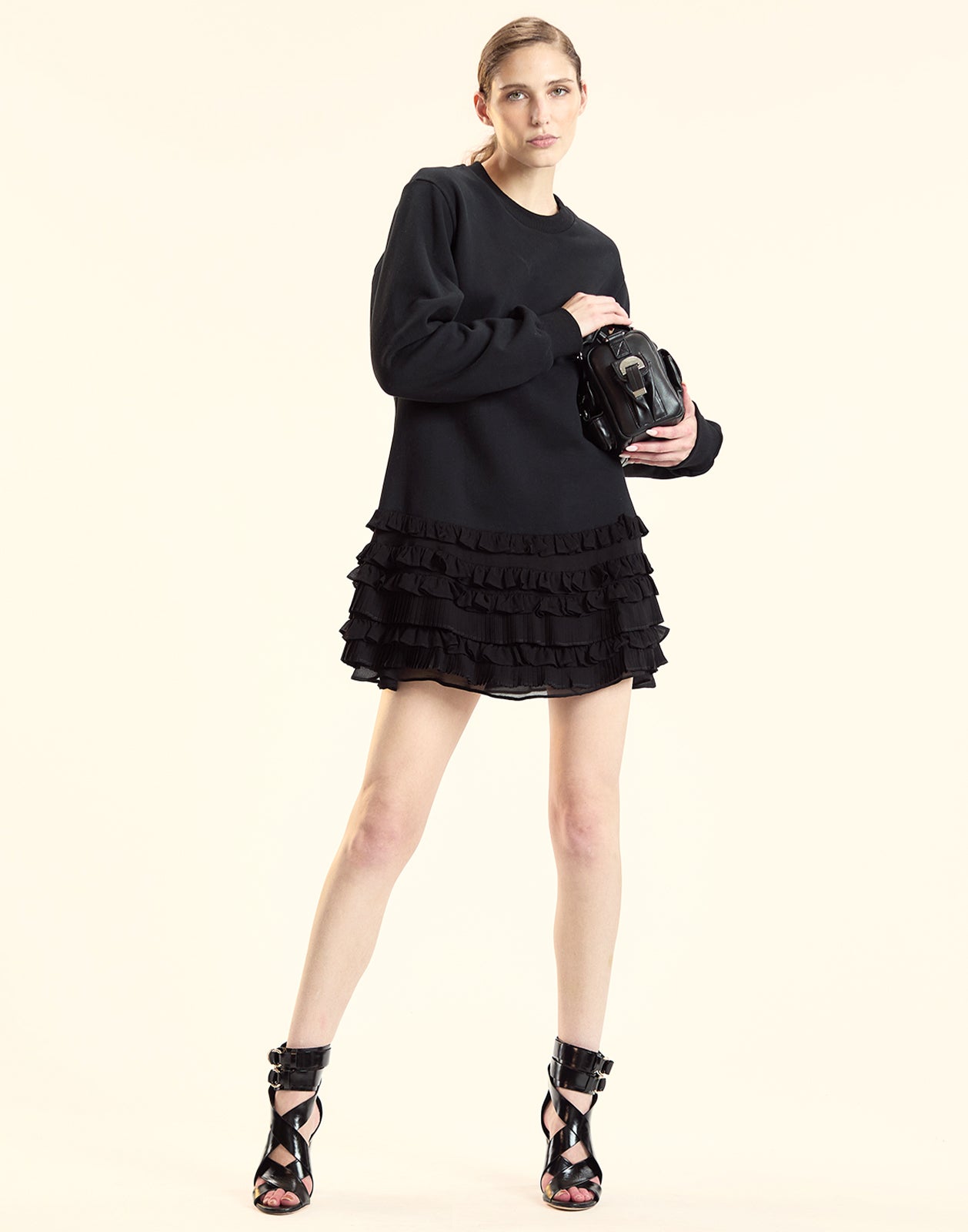 Cynthia Rowley Bella Ruffle Combo Dress - Black