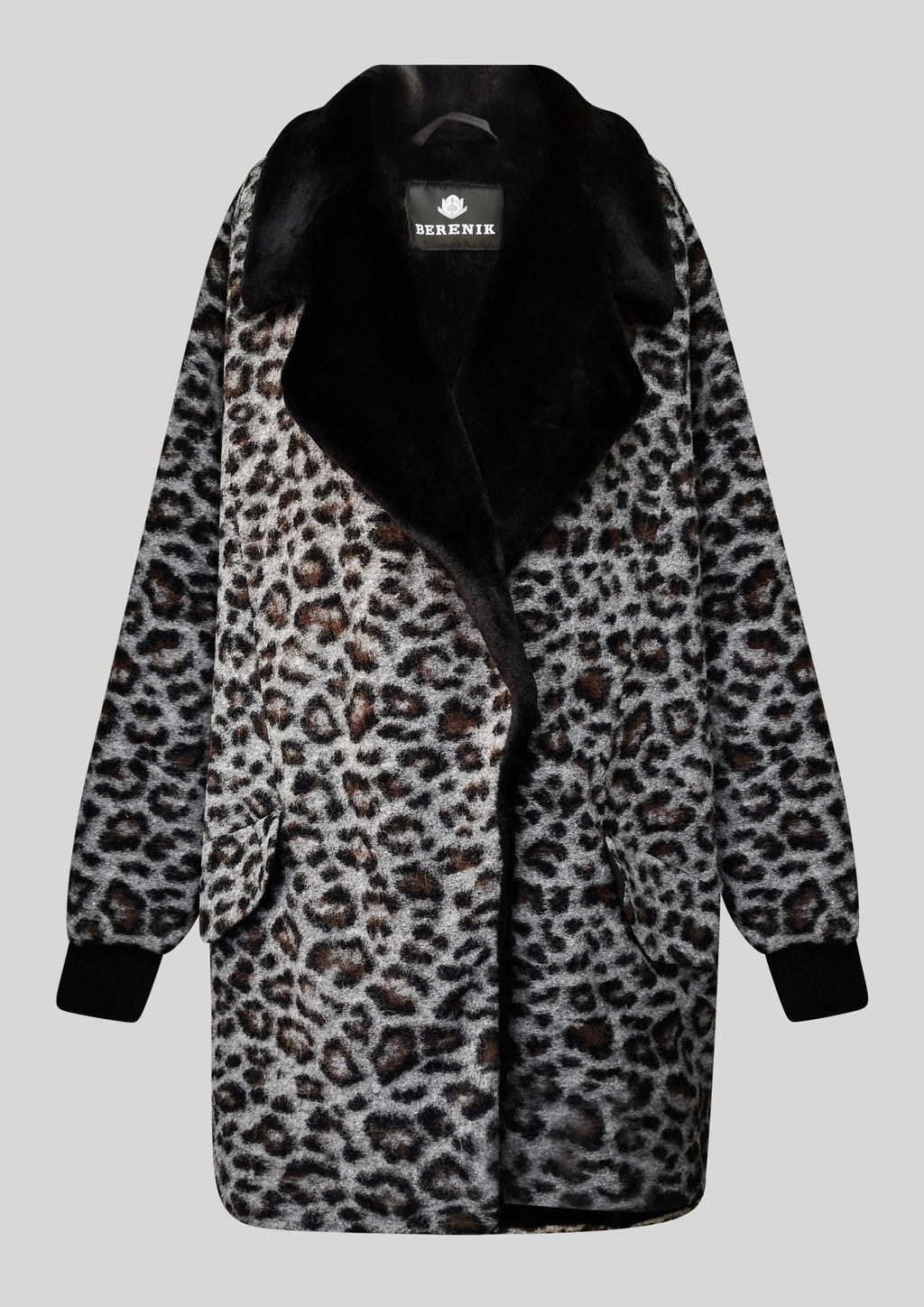 Berenik FUR LINING WOOL COATING COAT - animal print
