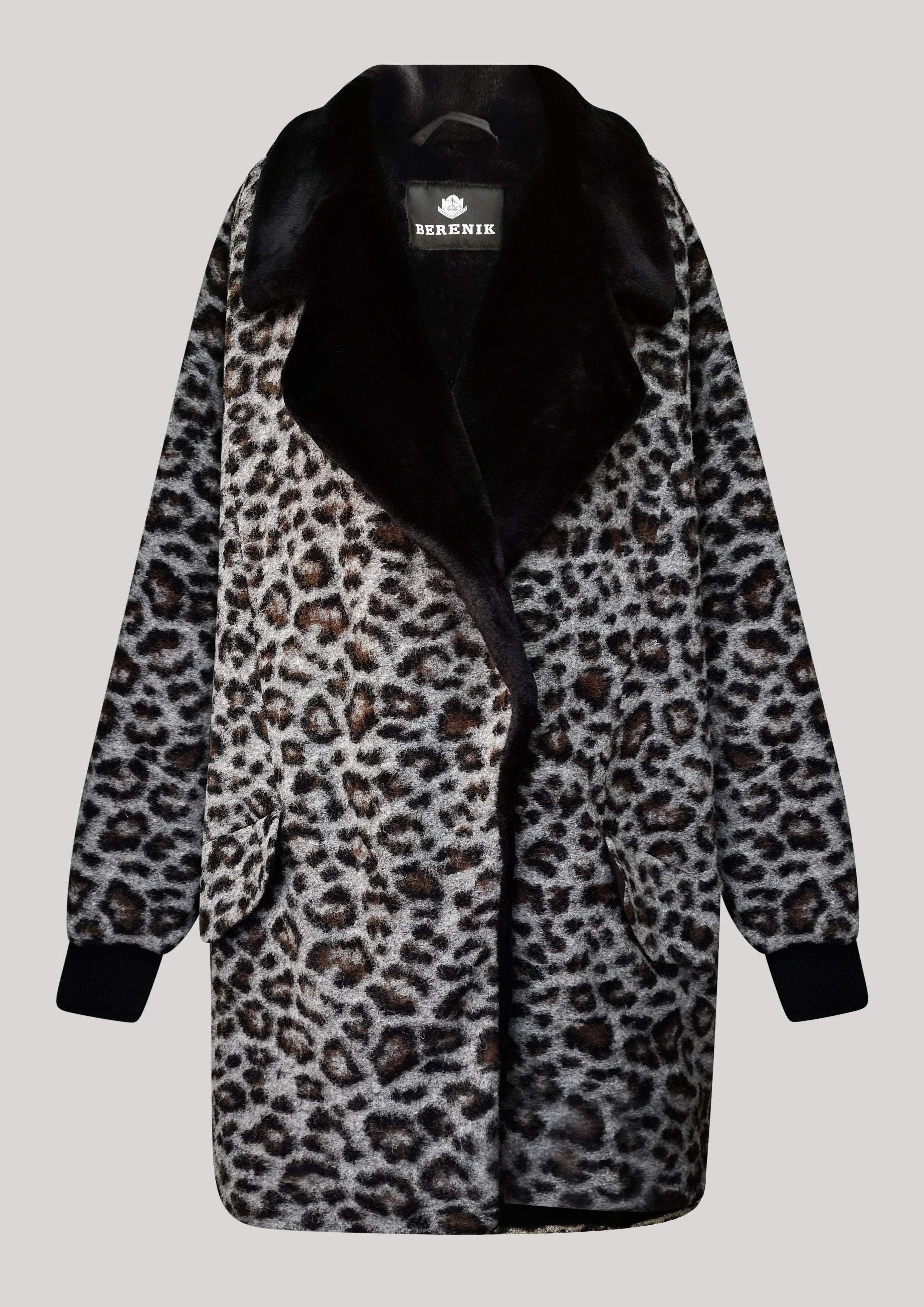 Berenik FUR LINING WOOL COATING COAT - animal print