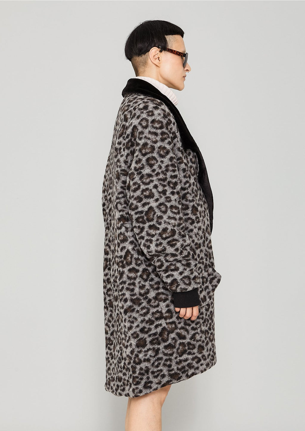 Berenik FUR LINING WOOL COATING COAT - animal print