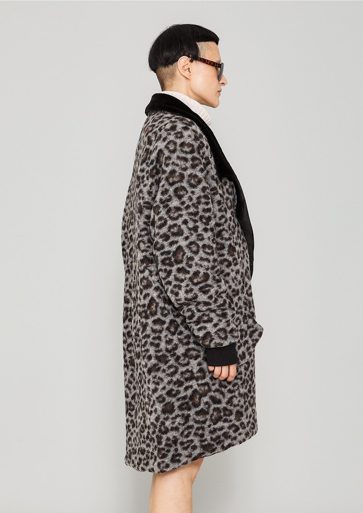 Berenik FUR LINING WOOL COATING COAT - animal print
