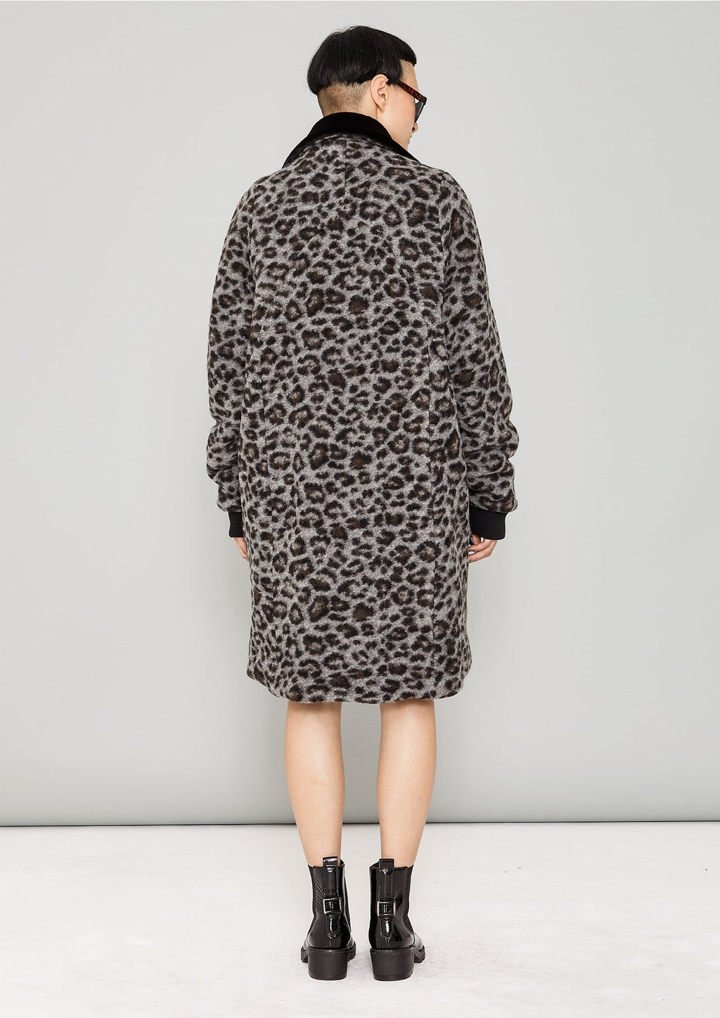 Berenik FUR LINING WOOL COATING COAT - animal print