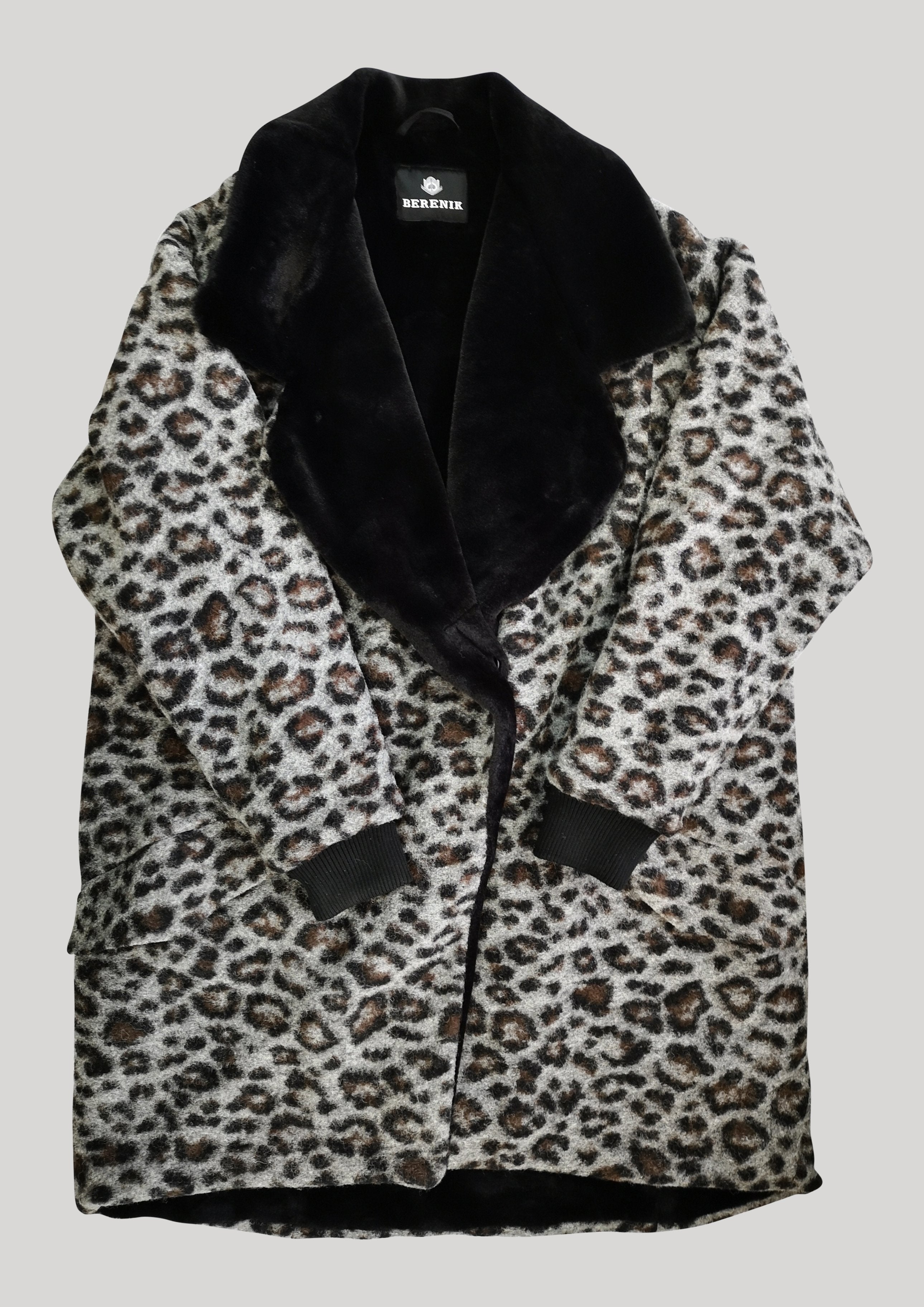 Berenik FUR LINING WOOL COATING COAT - animal print
