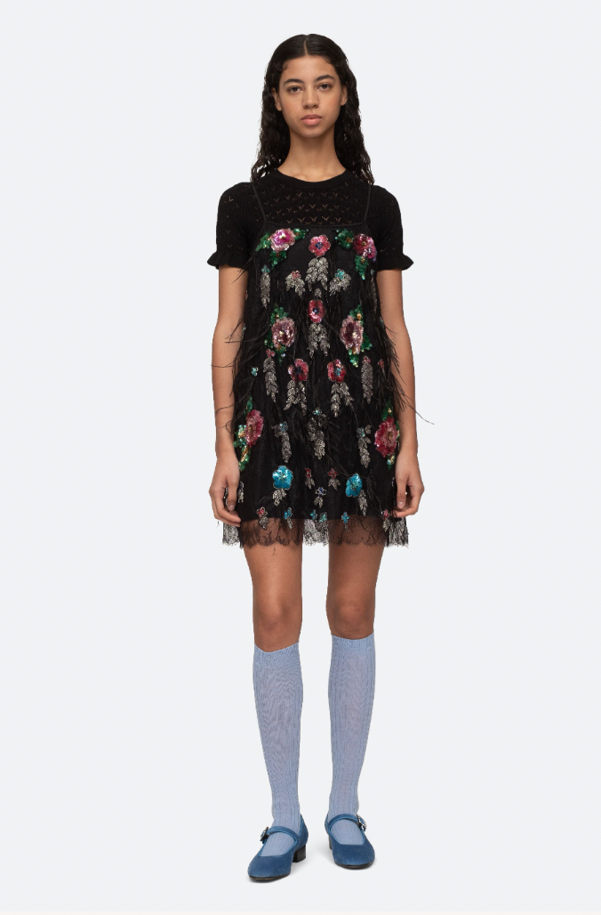 Sea NY Bethany Slip Dress - Black Multi