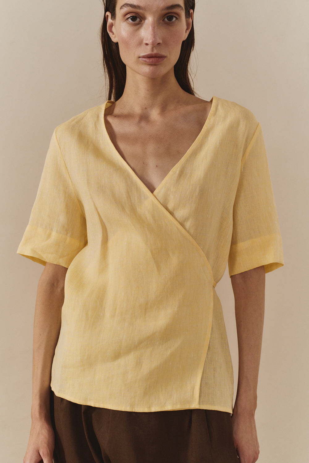 Datura Beurre Linen Wrap Top