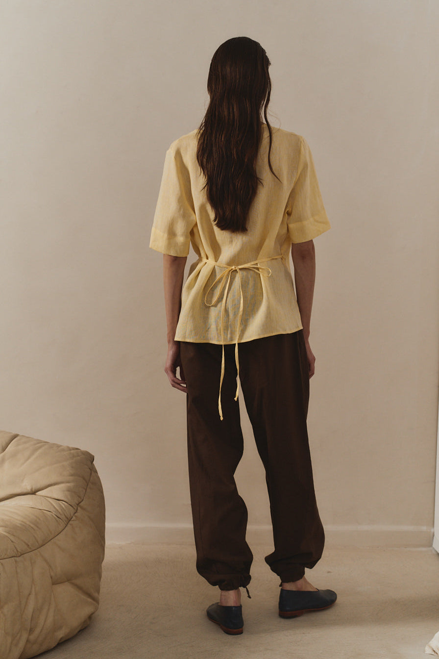 Datura Beurre Linen Wrap Top