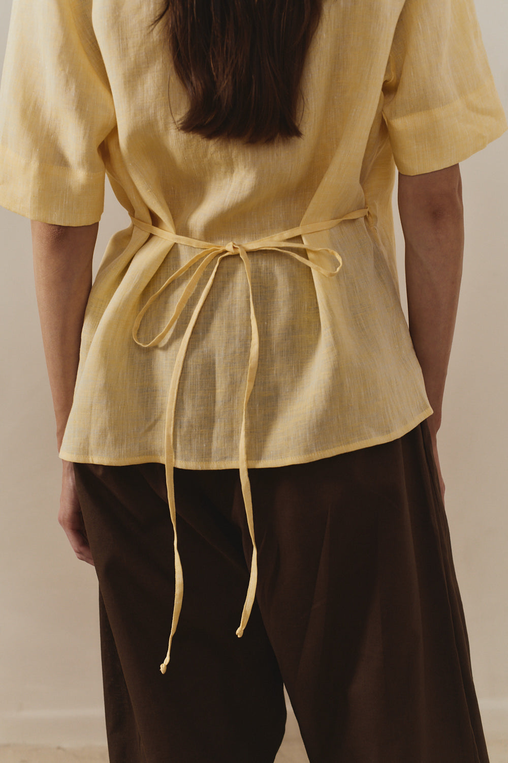 Datura Beurre Linen Wrap Top