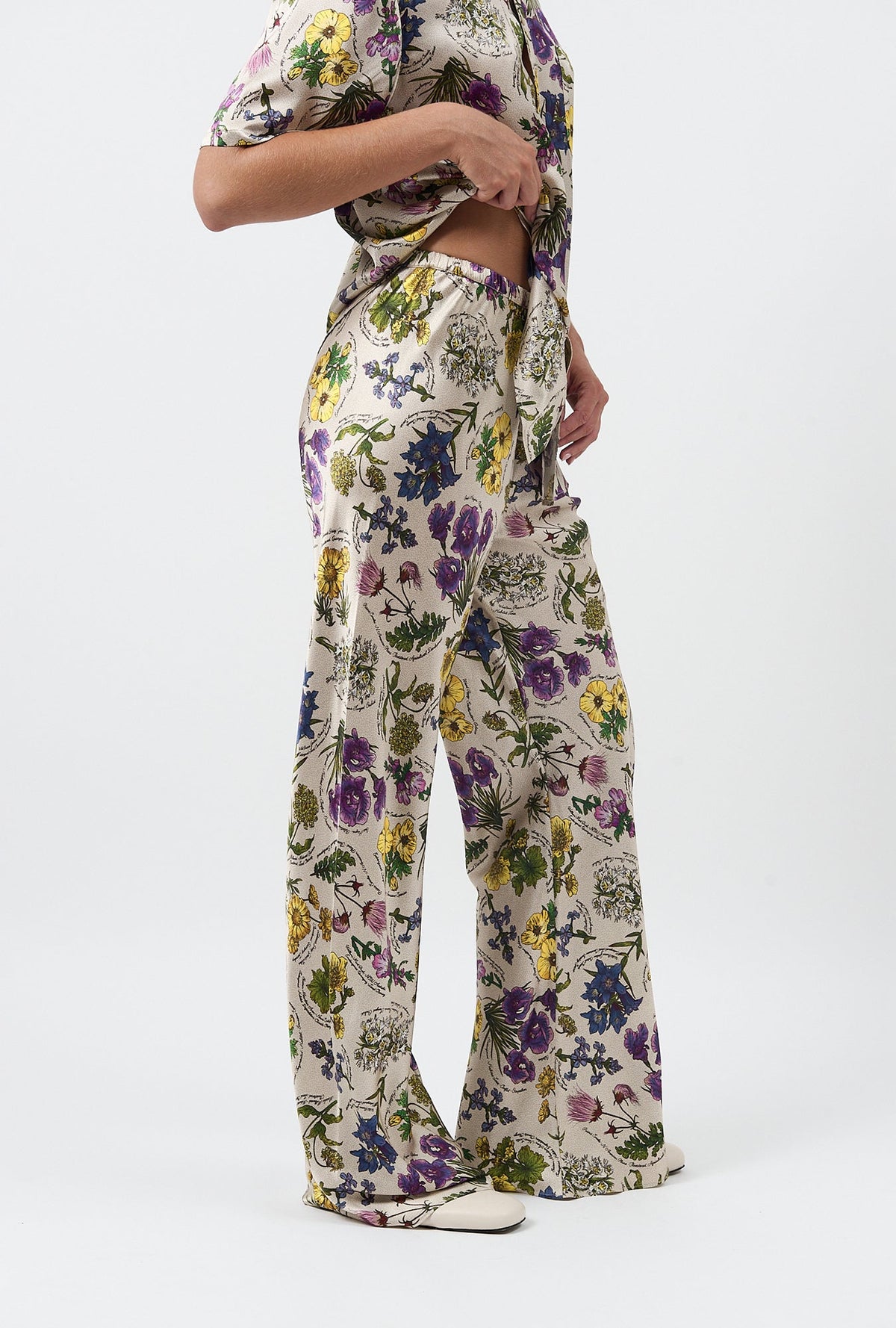 Silk Laundry Bias Cut Pants - Endangered Flowers