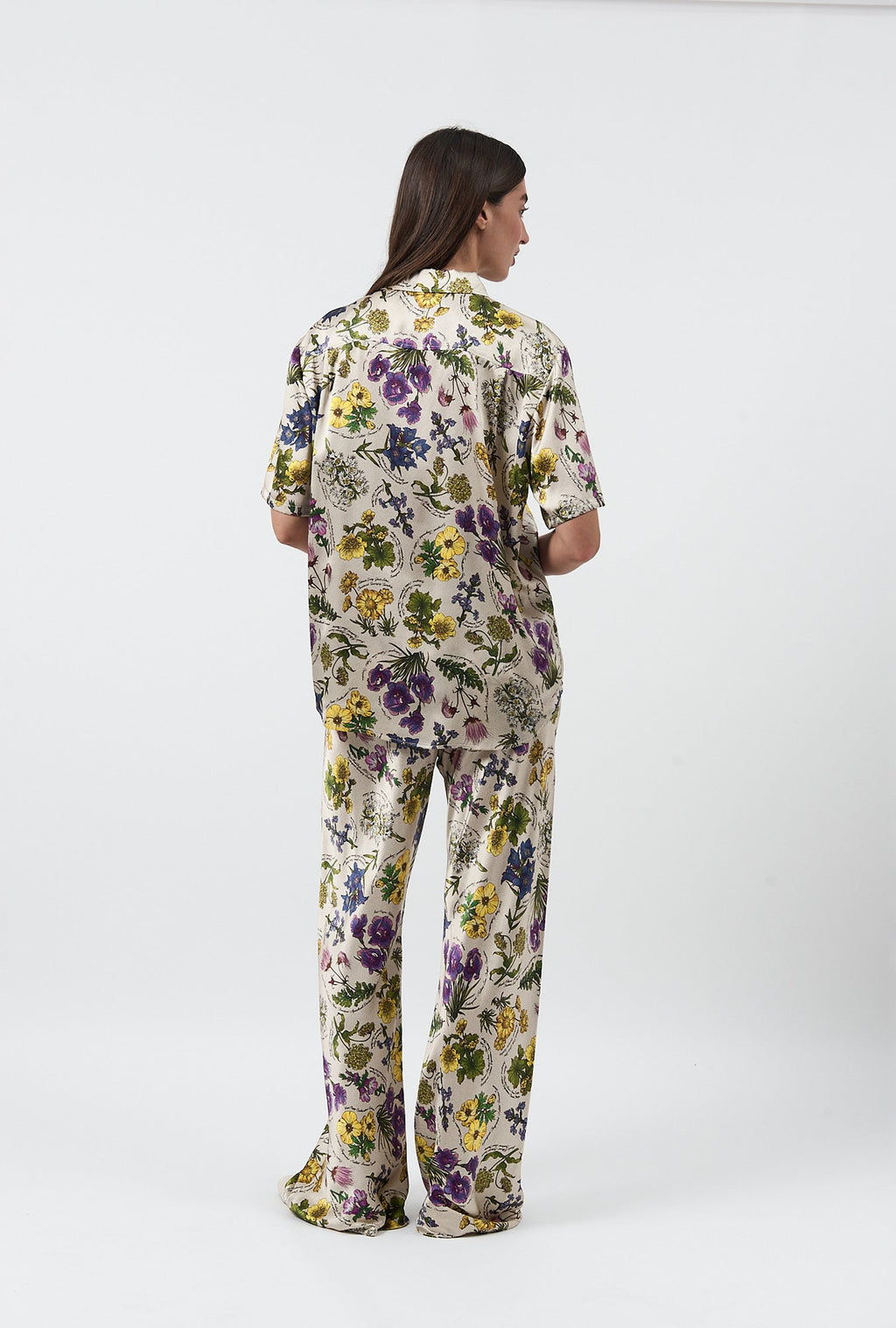 Silk Laundry Bias Cut Pants - Endangered Flowers