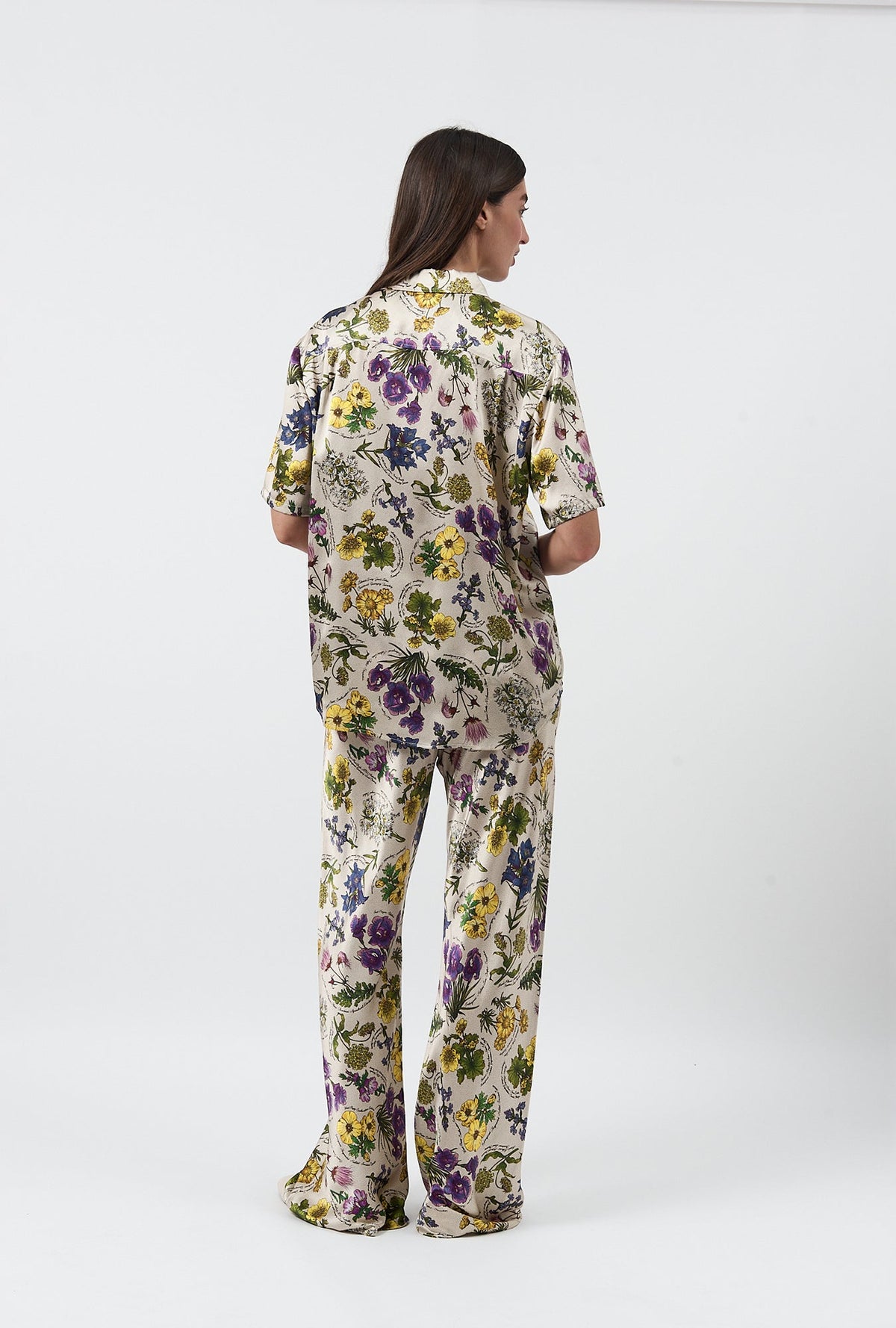 Silk Laundry Bias Cut Pants - Endangered Flowers