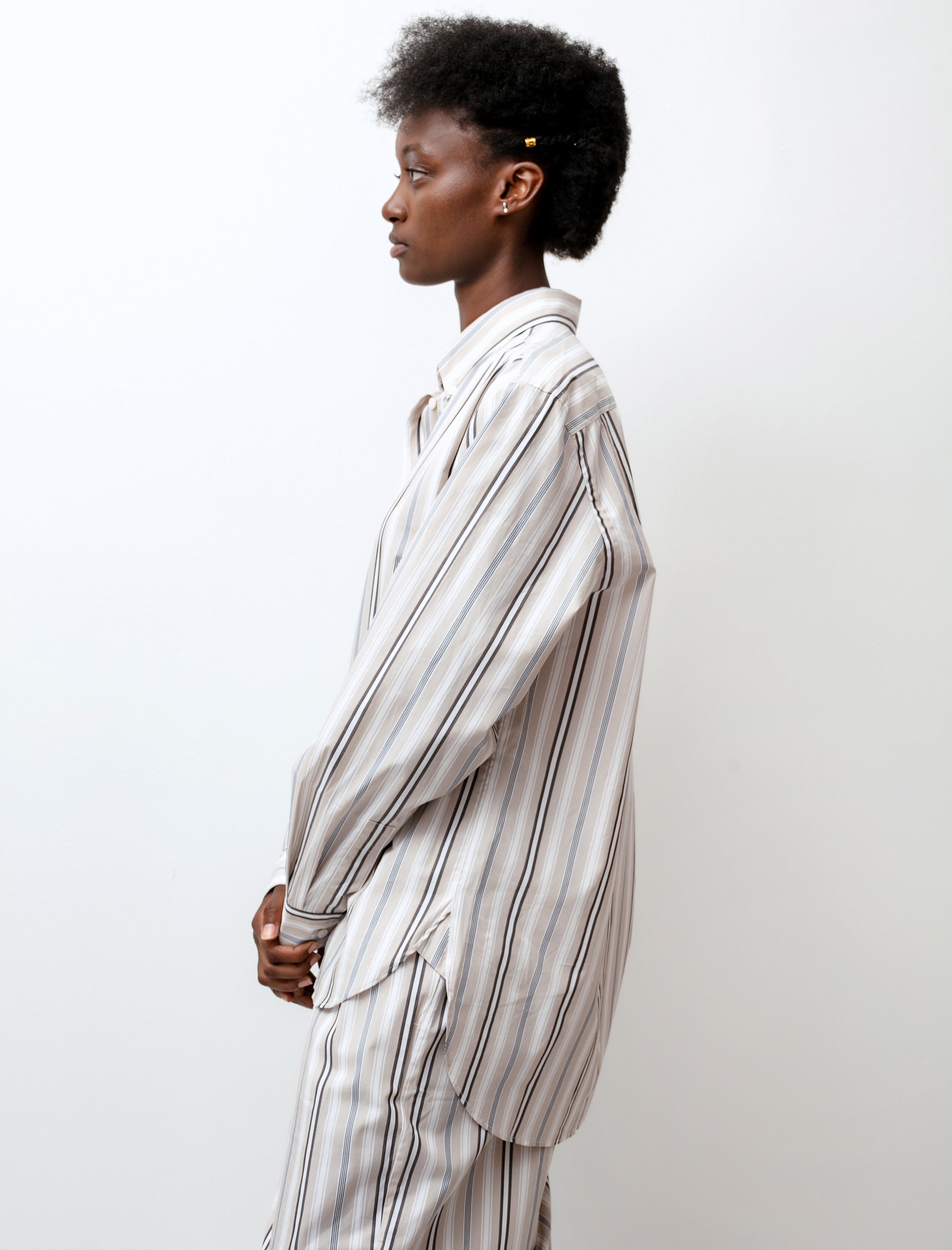 Studio Nicholson Bissett Shirt Beach - Stripe Cocoa/Nude