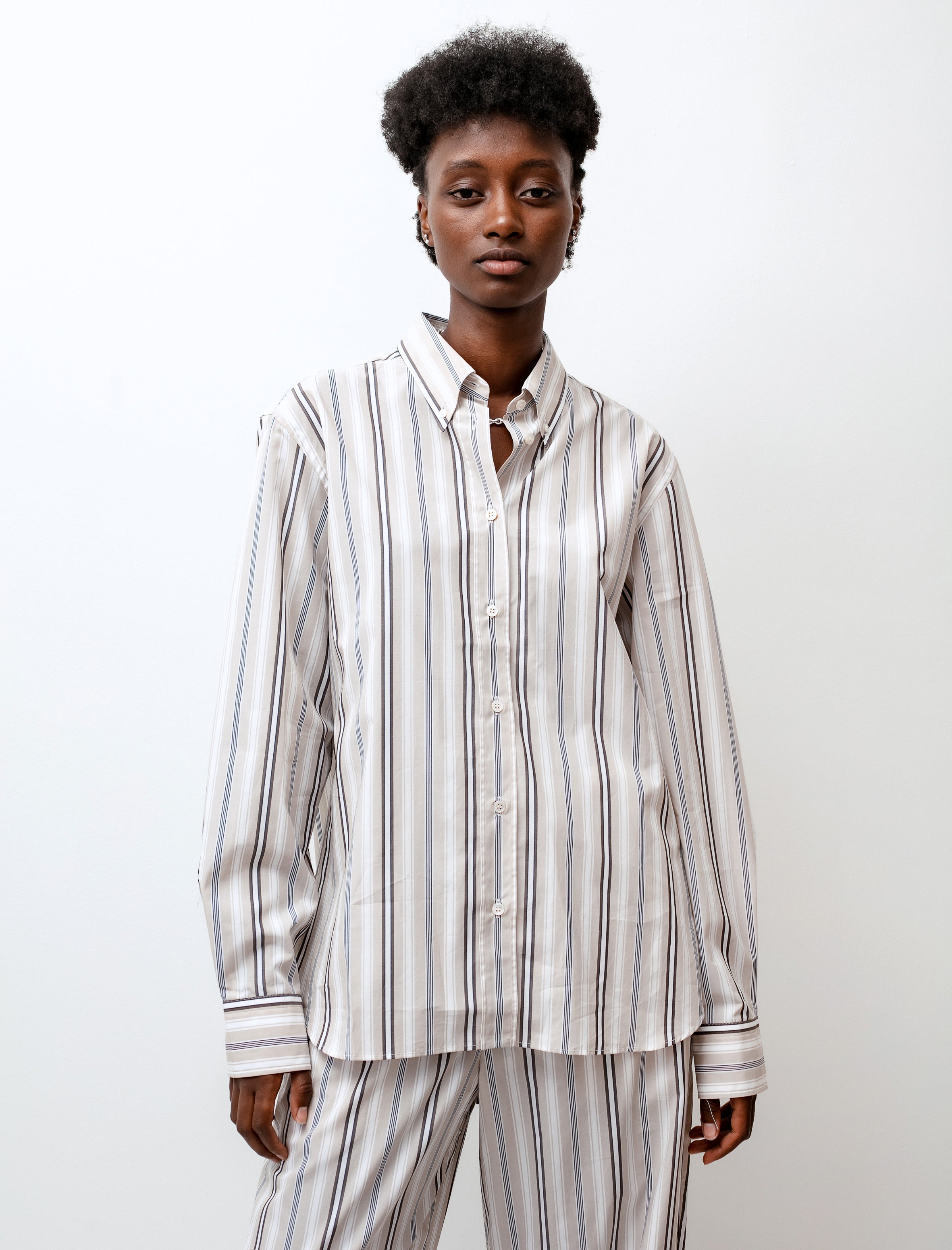 Studio Nicholson Bissett Shirt Beach - Stripe Cocoa/Nude
