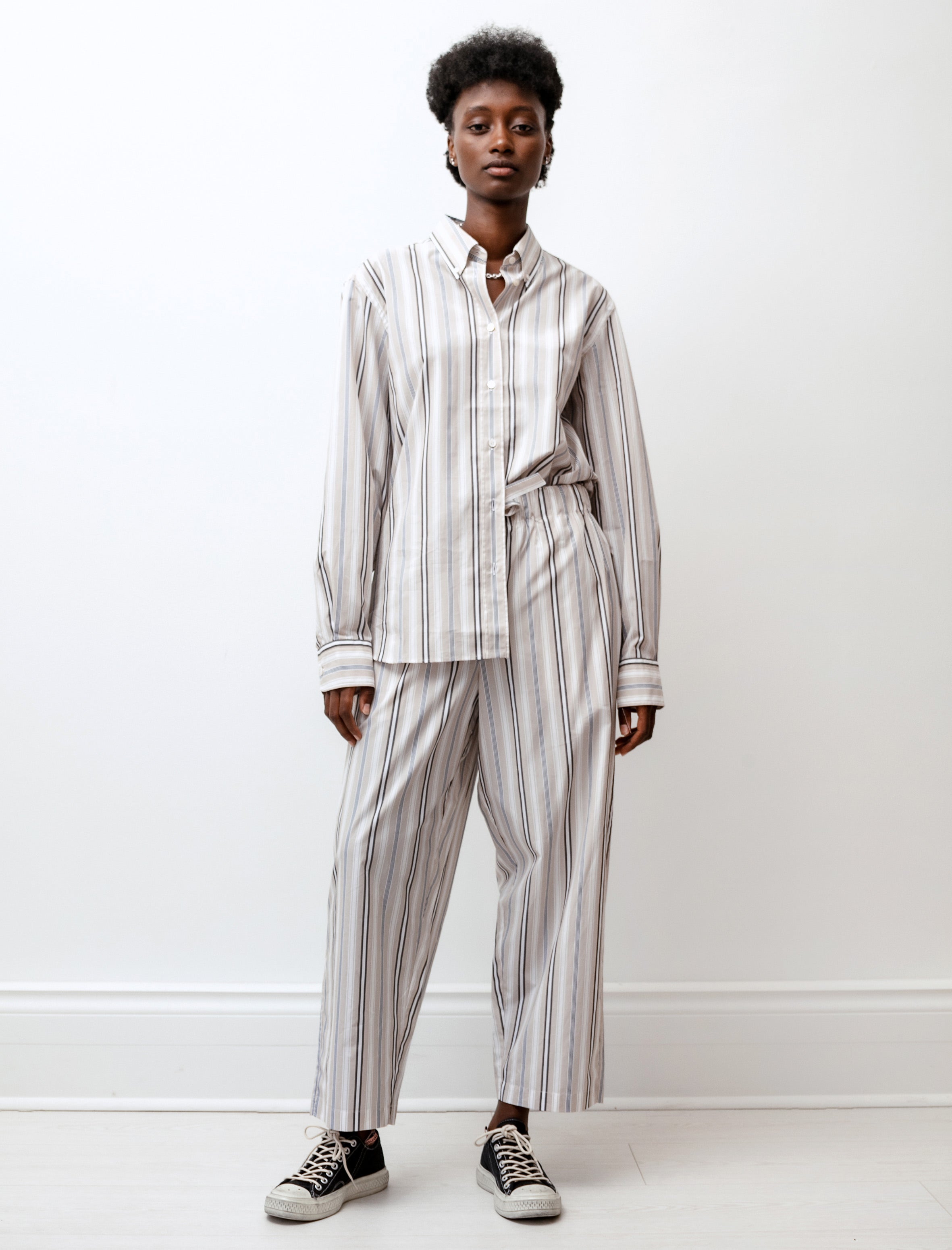 Studio Nicholson Bissett Shirt Beach - Stripe Cocoa/Nude