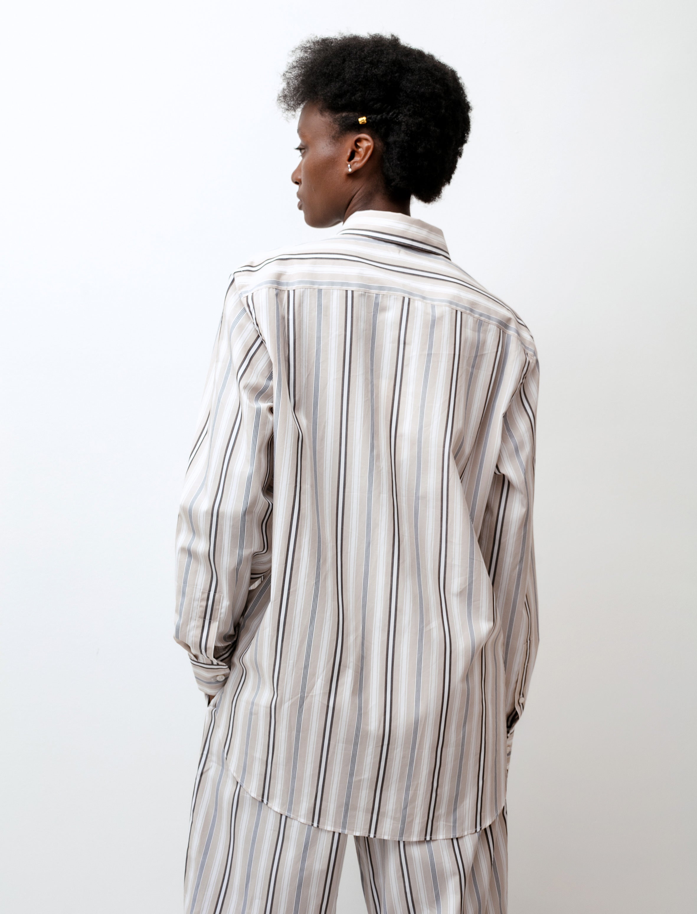 Studio Nicholson Bissett Shirt Beach - Stripe Cocoa/Nude