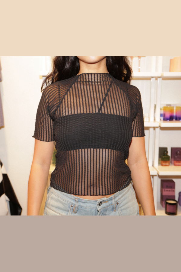 Find Me Now Addison Seersucker Raglan Mockneck Top