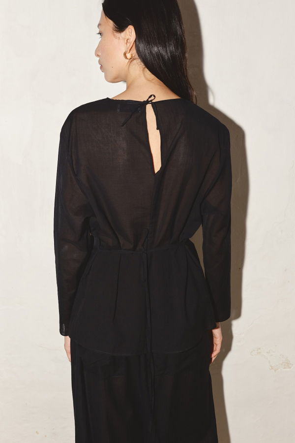 Datura Encens Batiste Cotton Top - Black