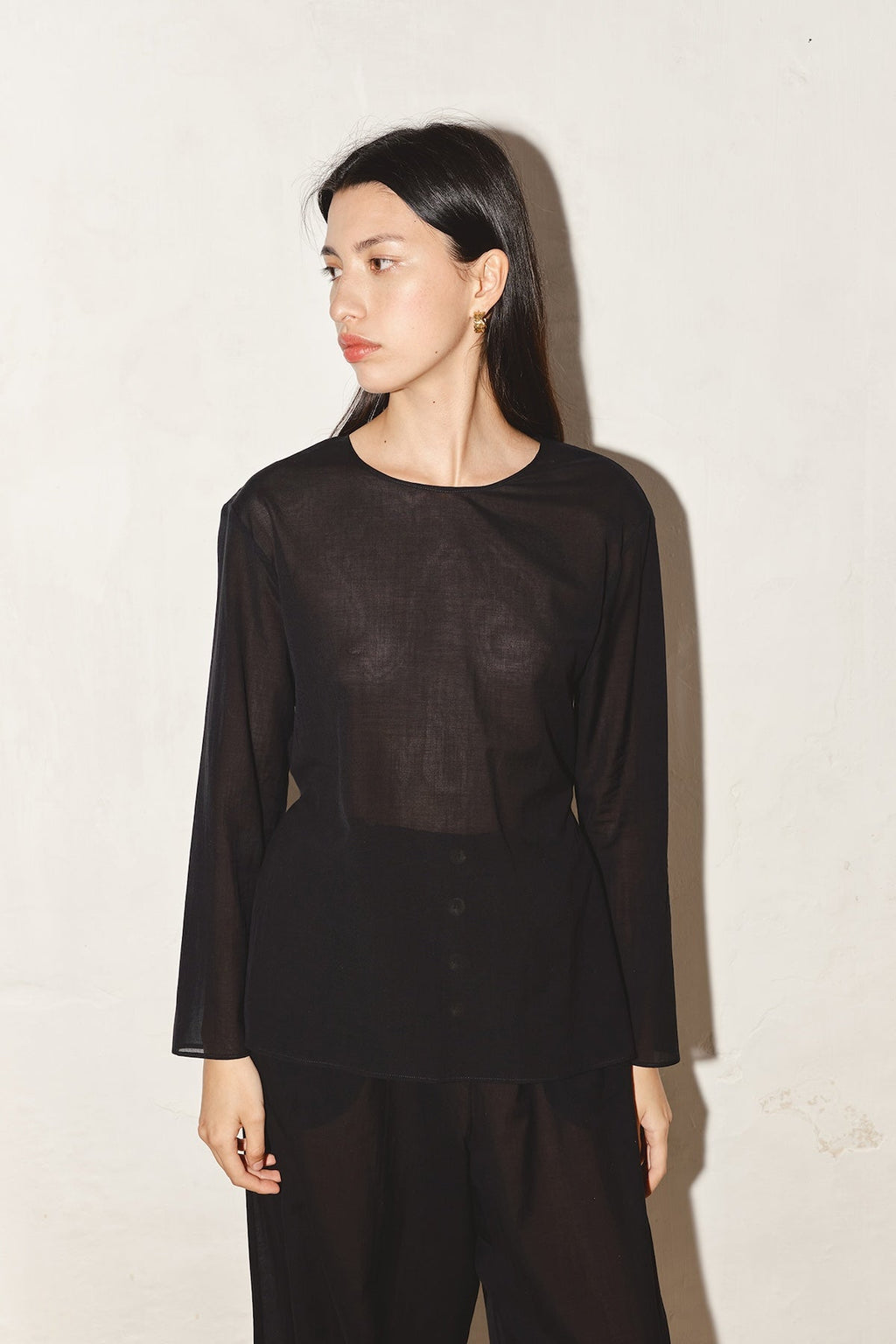 Datura Encens Batiste Cotton Top - Black