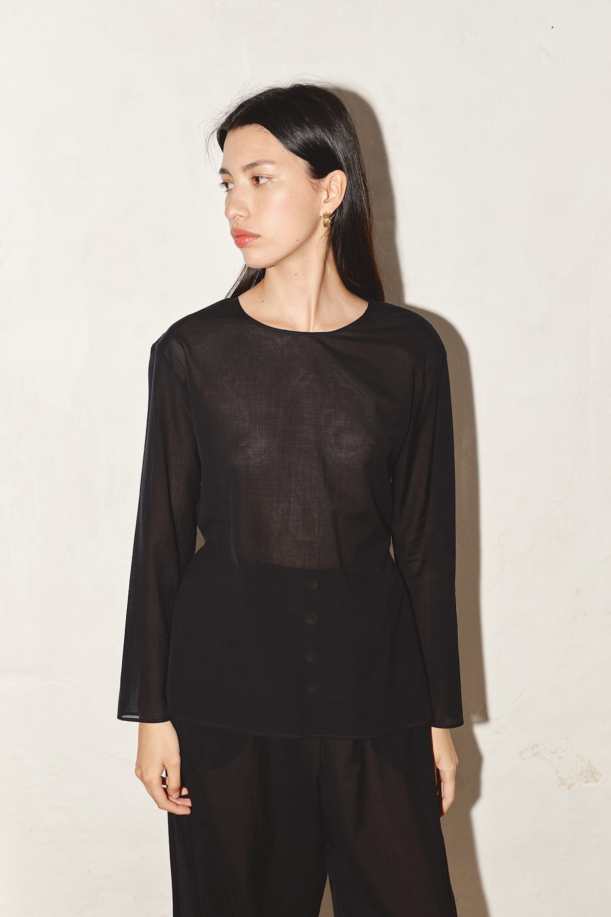 Datura Encens Batiste Cotton Top - Black