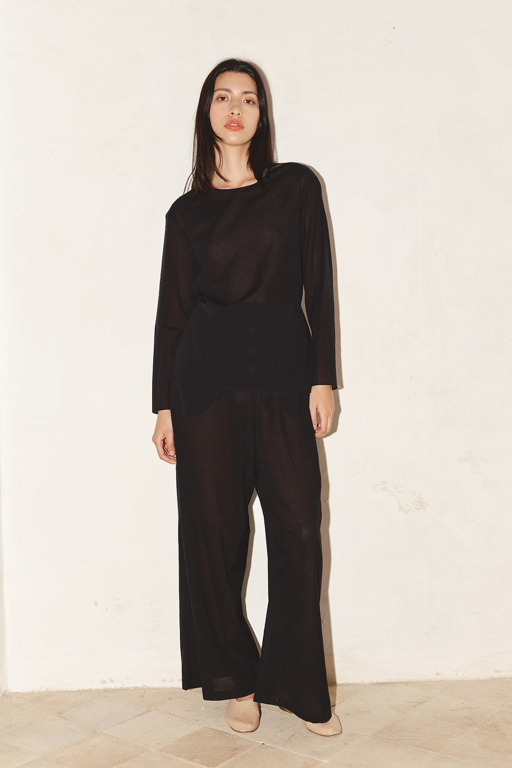 Datura Encens Batiste Cotton Top - Black
