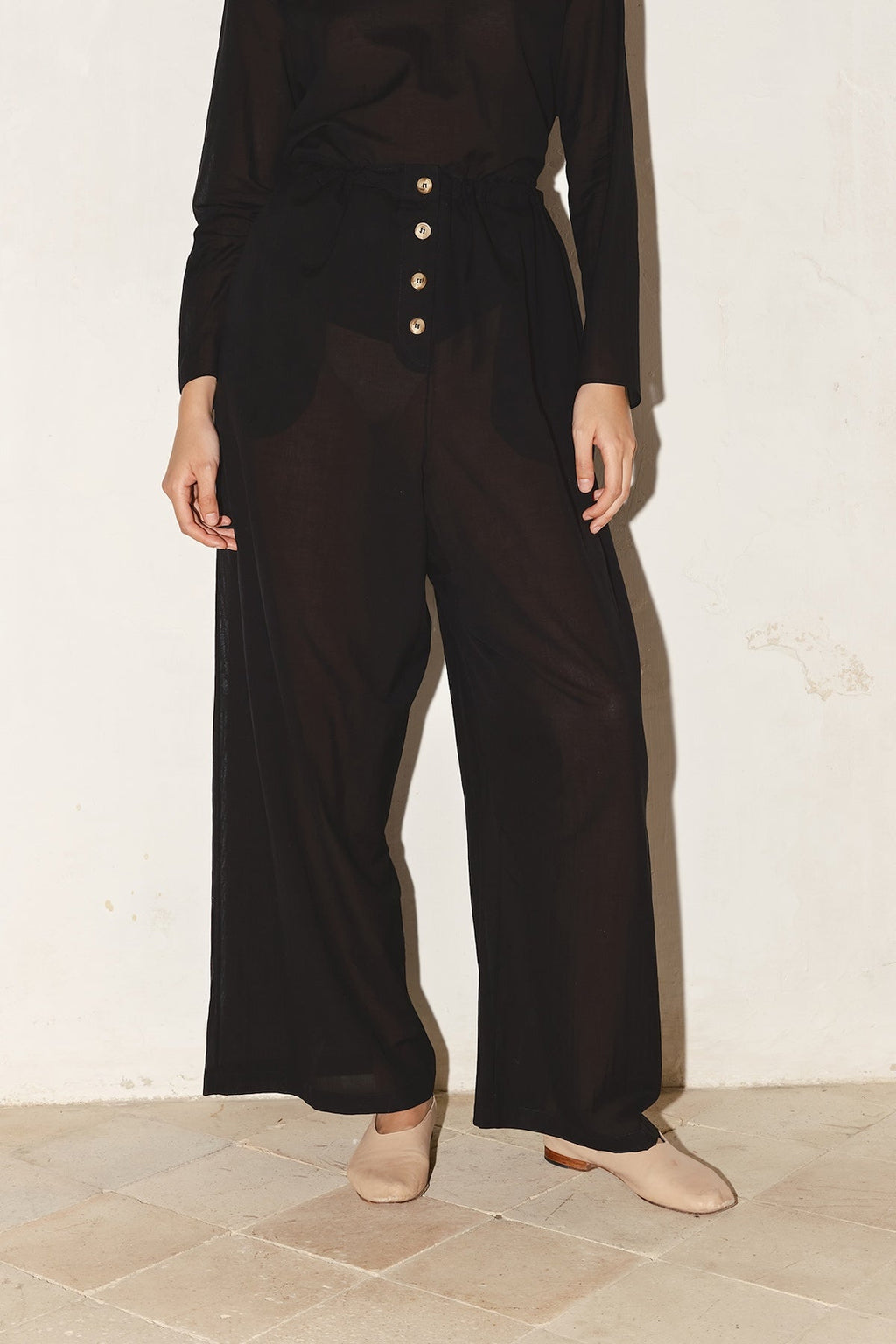 Datura Tae Batiste Cotton Pants - Black
