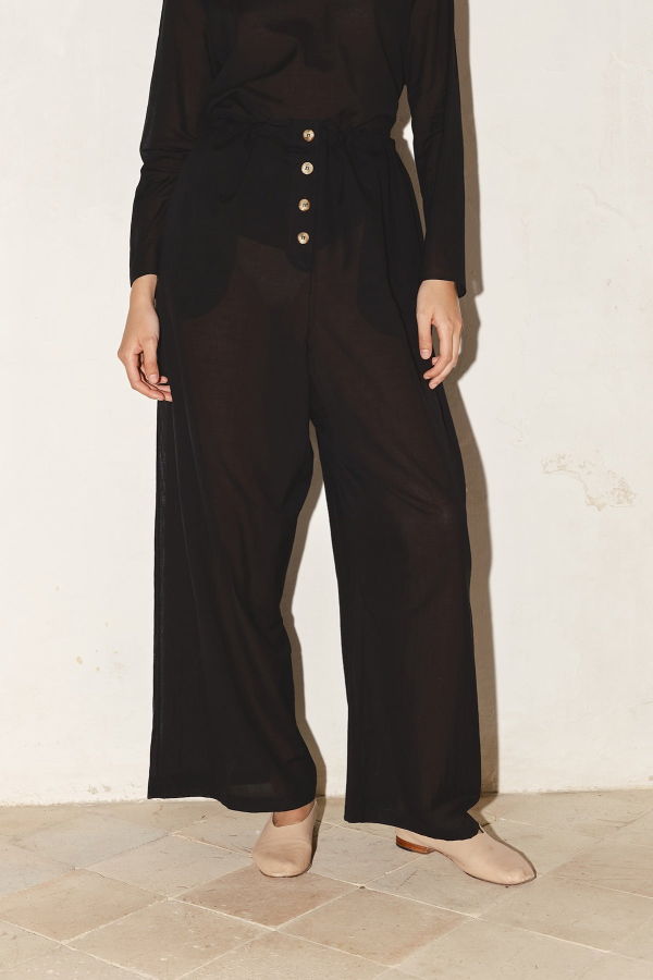 Datura Tae Batiste Cotton Pants - Black