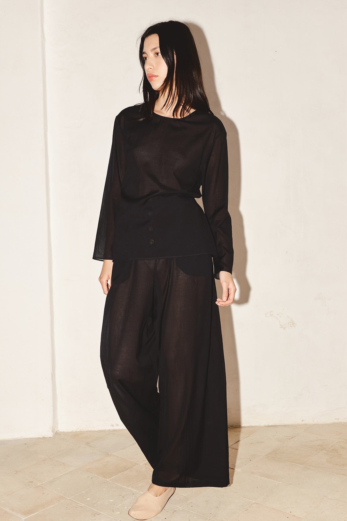 Datura Tae Batiste Cotton Pants - Black