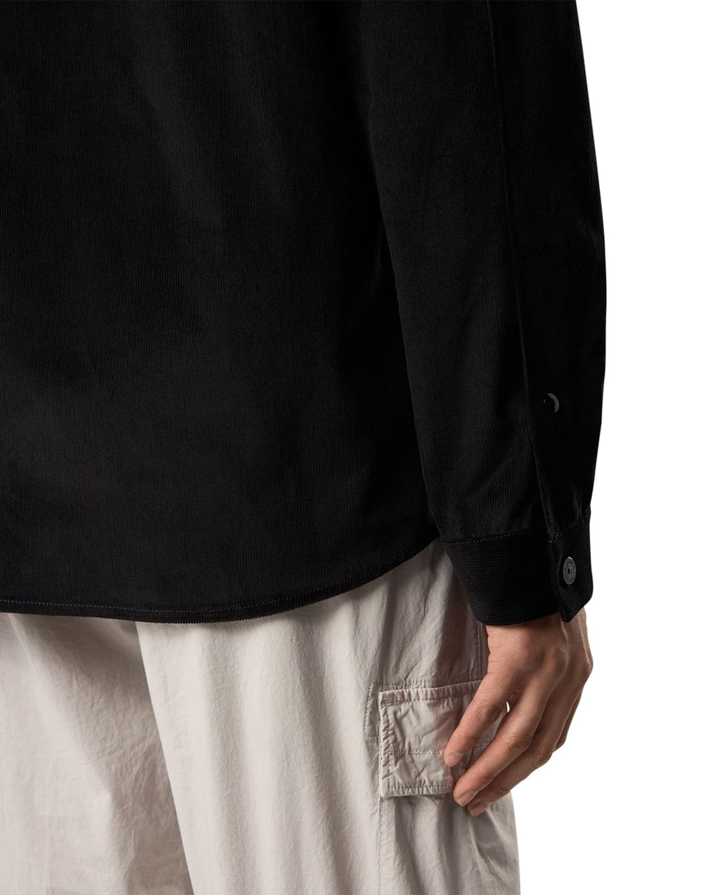 Stone Island Cotton Micro Corduroy Pockets Overshirt - Black