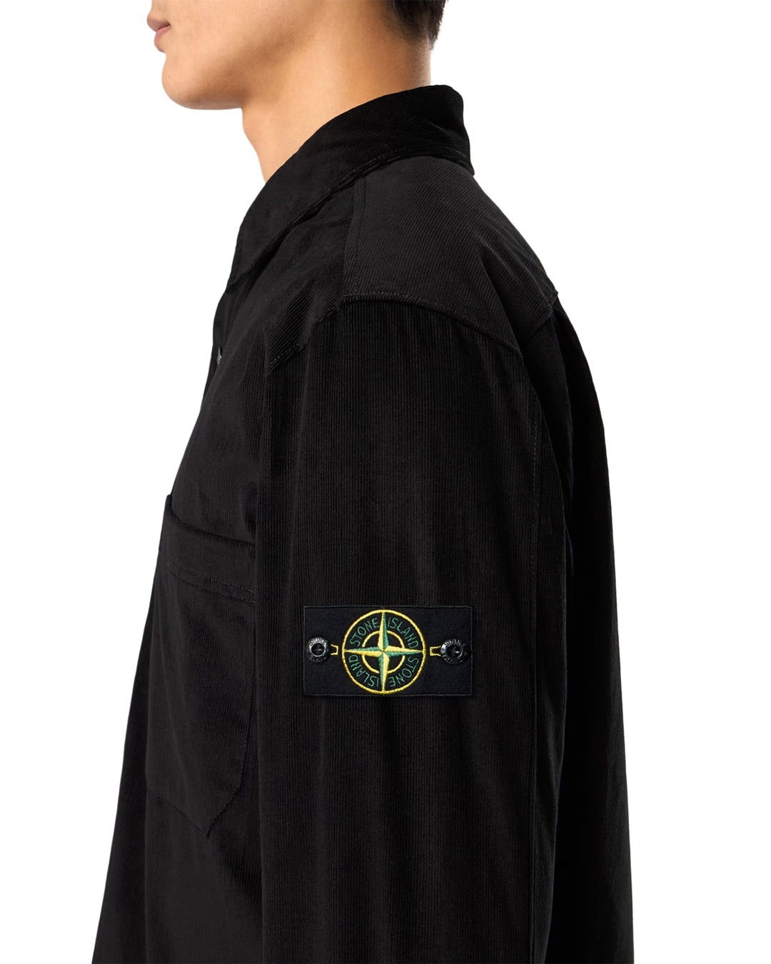 Stone Island Cotton Micro Corduroy Pockets Overshirt - Black
