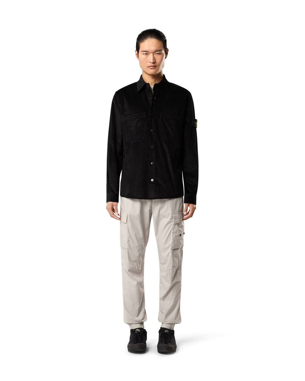 Stone Island Cotton Micro Corduroy Pockets Overshirt - Black