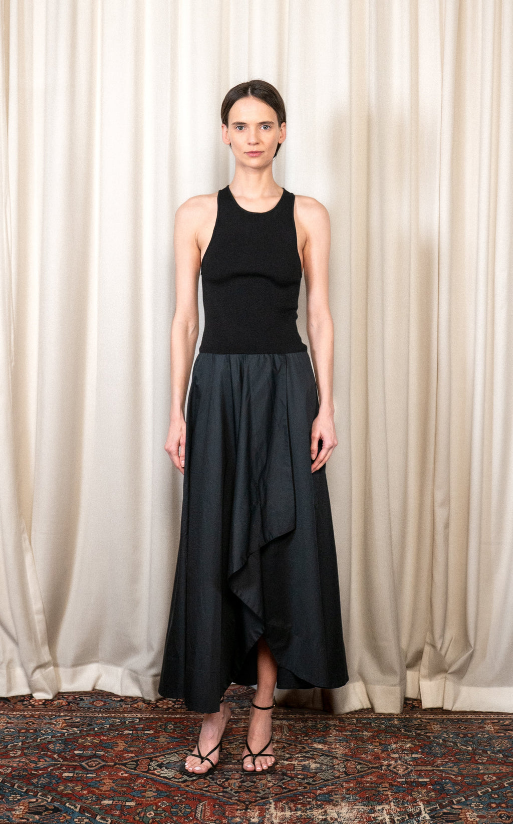 St. Agni Knit Bodice Asymmetrical Dress