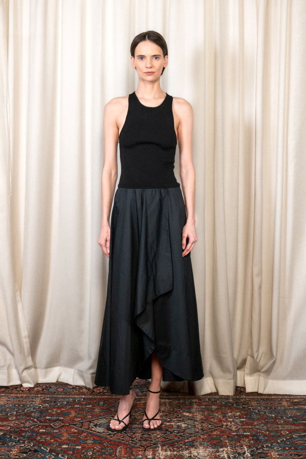 St. Agni Knit Bodice Asymmetrical Dress