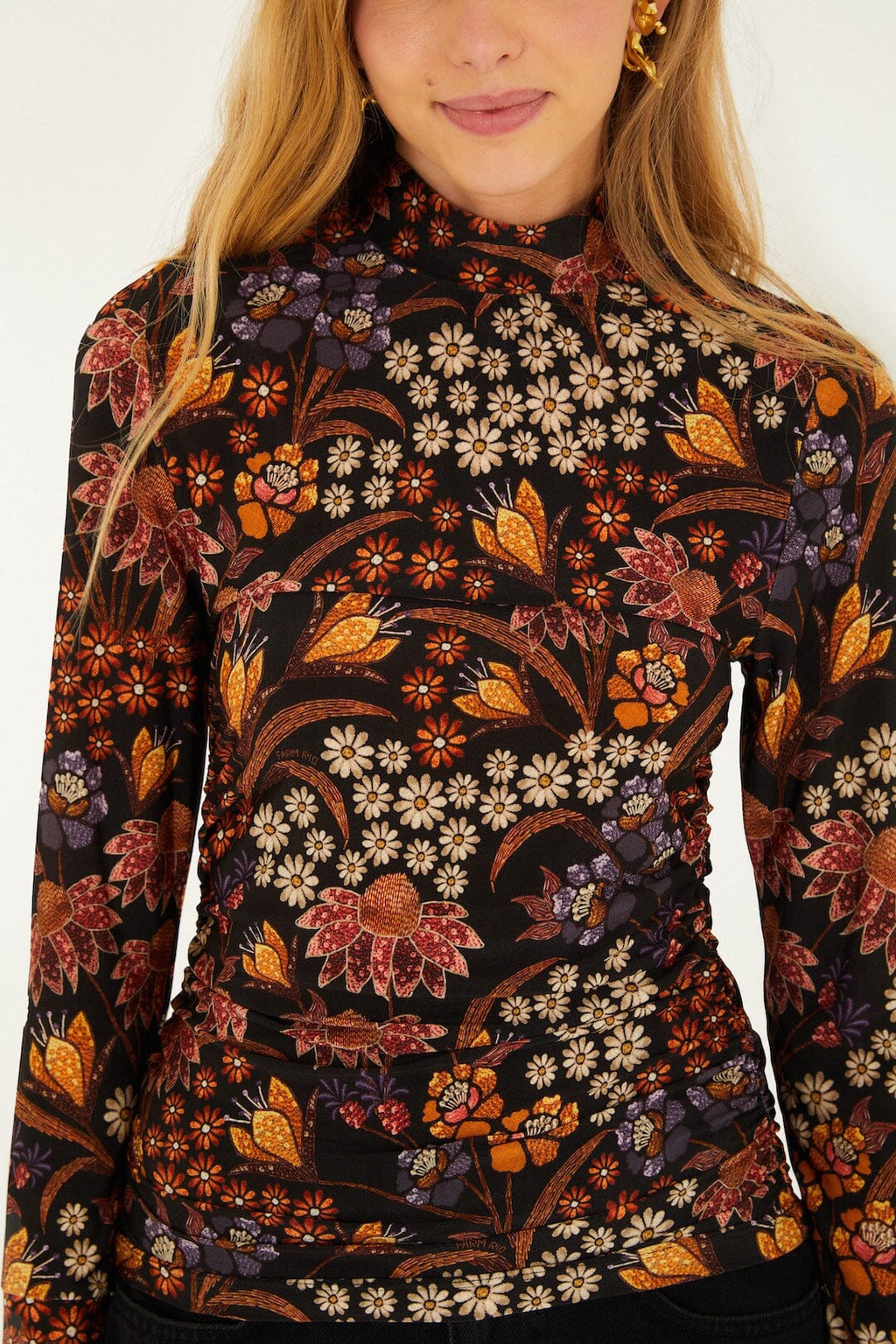 Farm Rio Black Lili Jersey Blouse