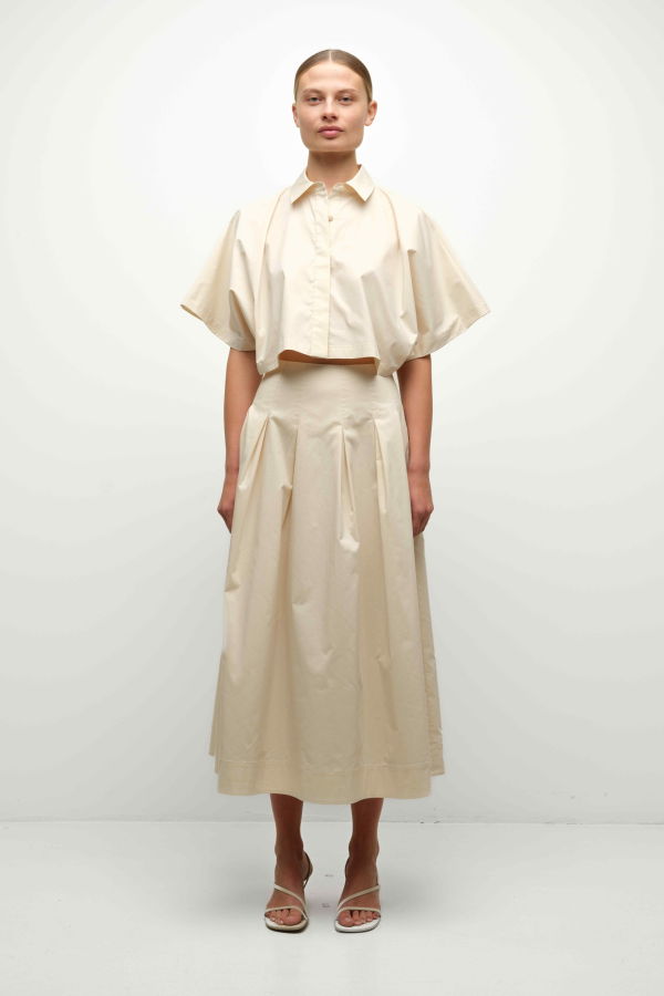 Jonathan Simkhai Blair S/S Shirt - Stone