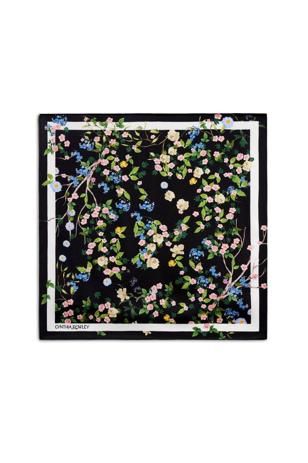 Cynthia Rowley Bloom Silk Scarf - Black Floral