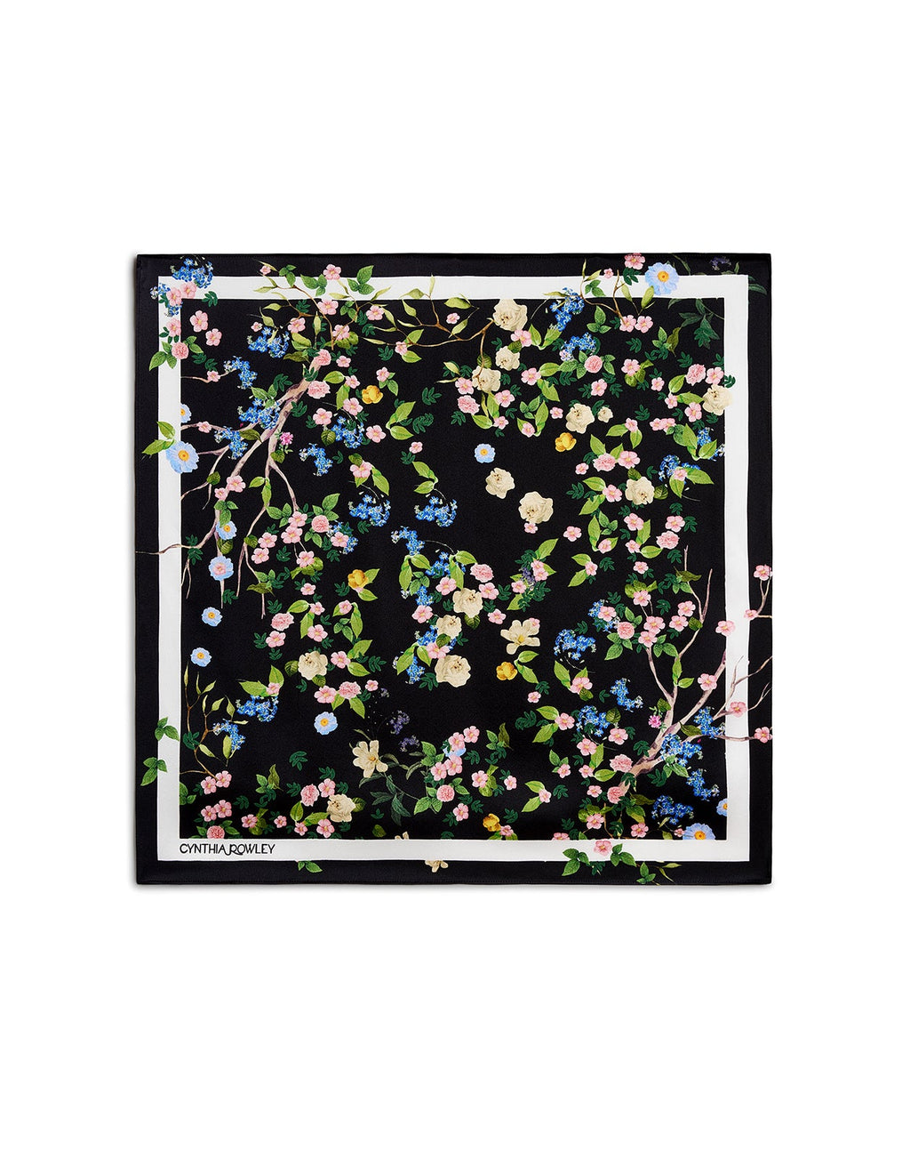 Cynthia Rowley Bloom Silk Scarf - Black Floral