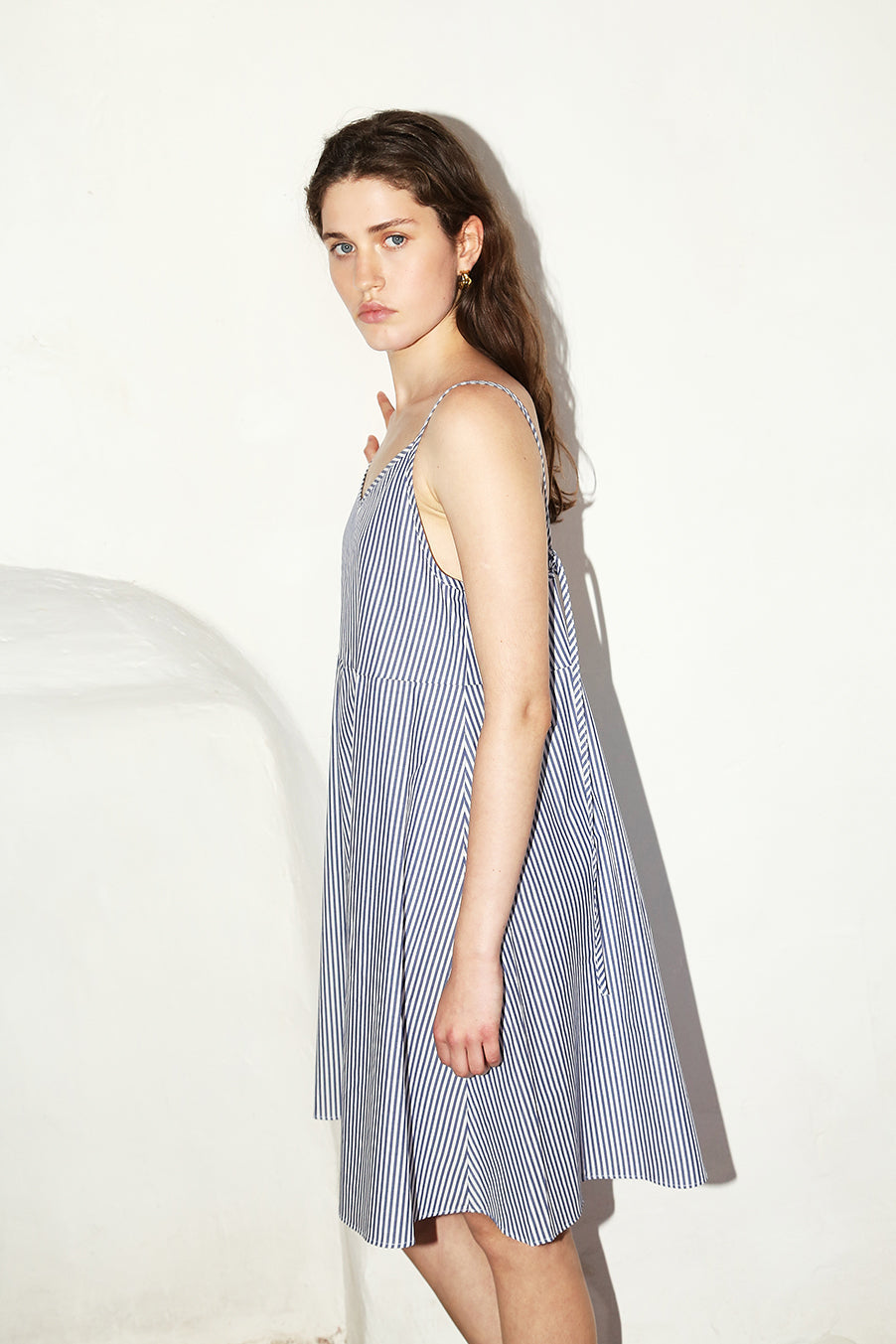 Datura Blue Striped Mini Slip Dress - Blue Striped