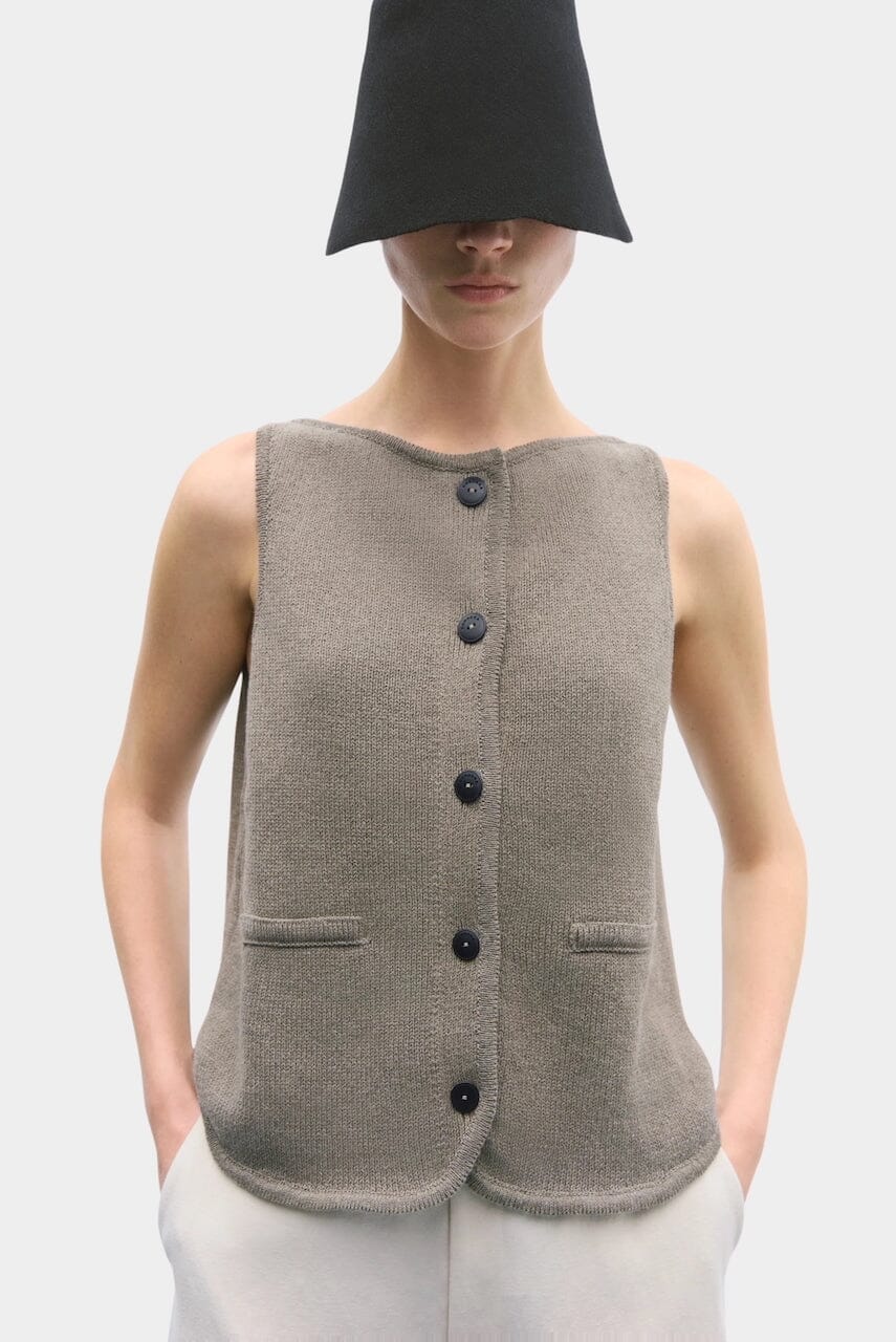 Cordera Boat-Neck Waistcoat - Taupe