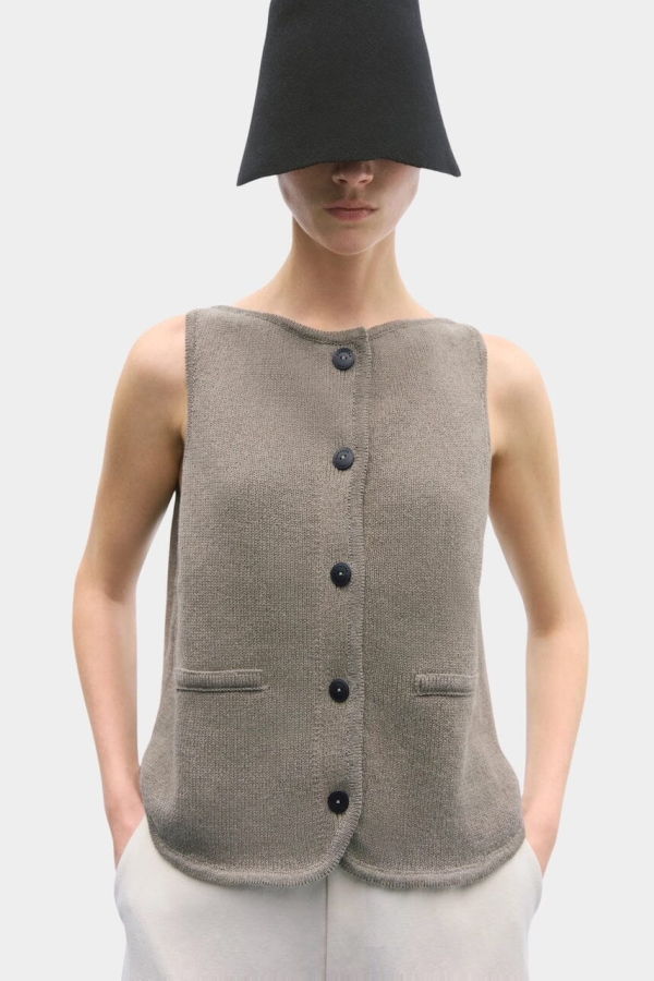 Cordera Boat-Neck Waistcoat - Taupe