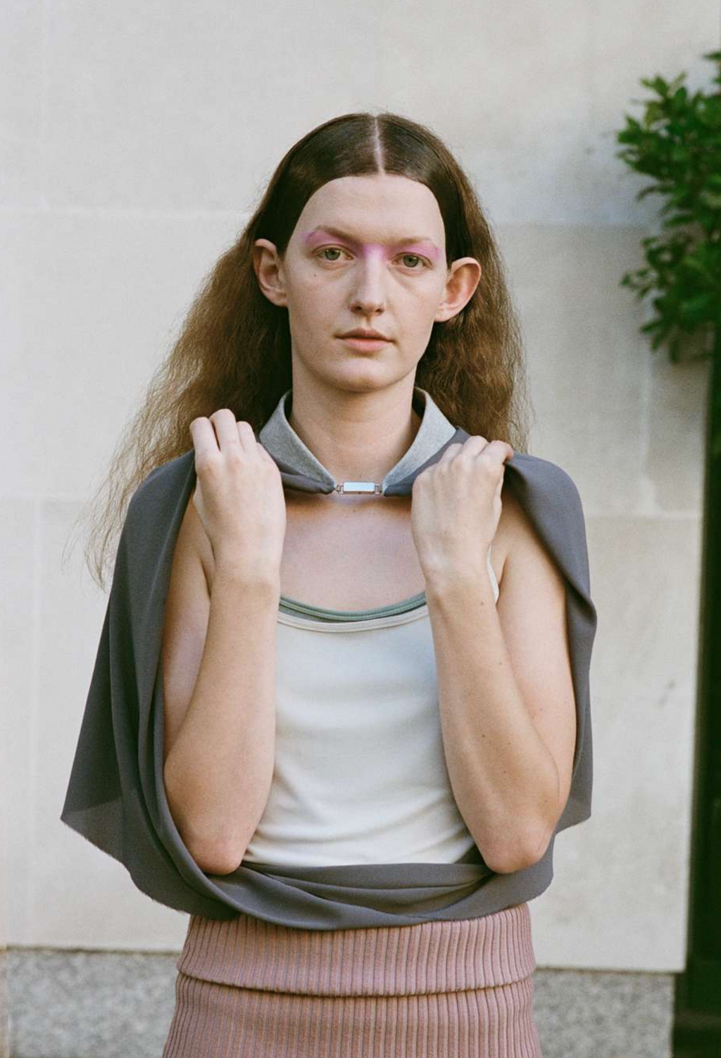 Jacek Gleba Bomber Shawl in Georgette Top