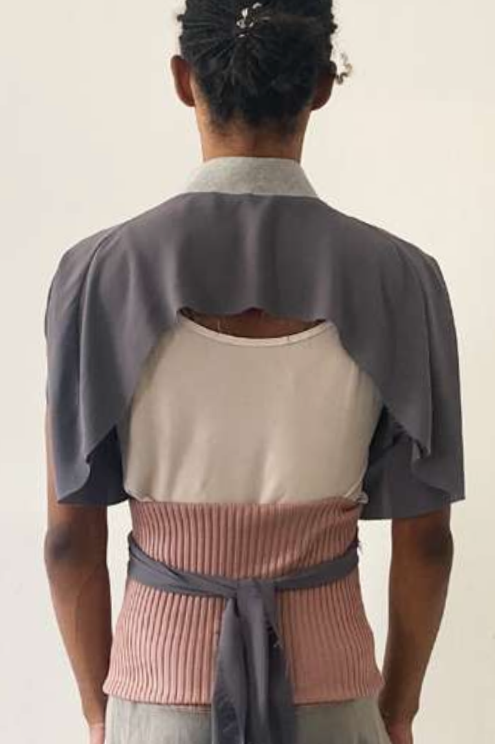 Jacek Gleba Bomber Shawl in Georgette Top