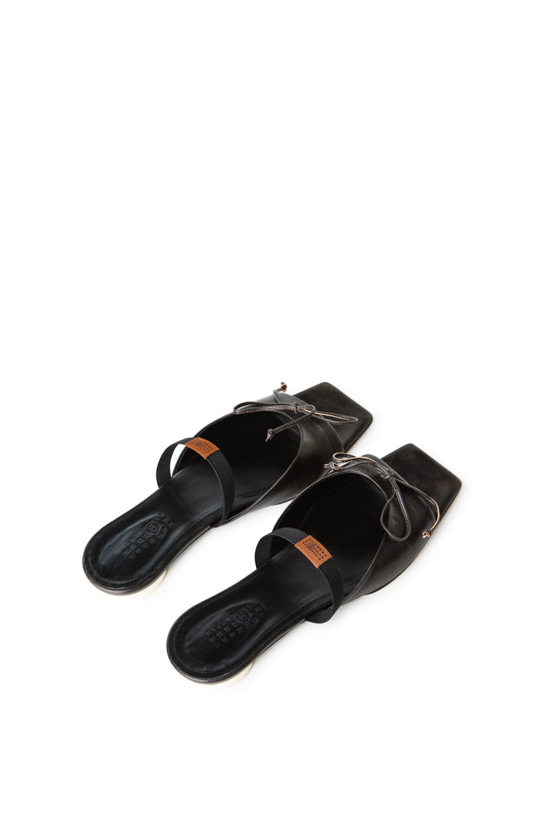 MM6 Maison Margiela Bow-Detailed Leather Slingback Shoes - Dark Brown