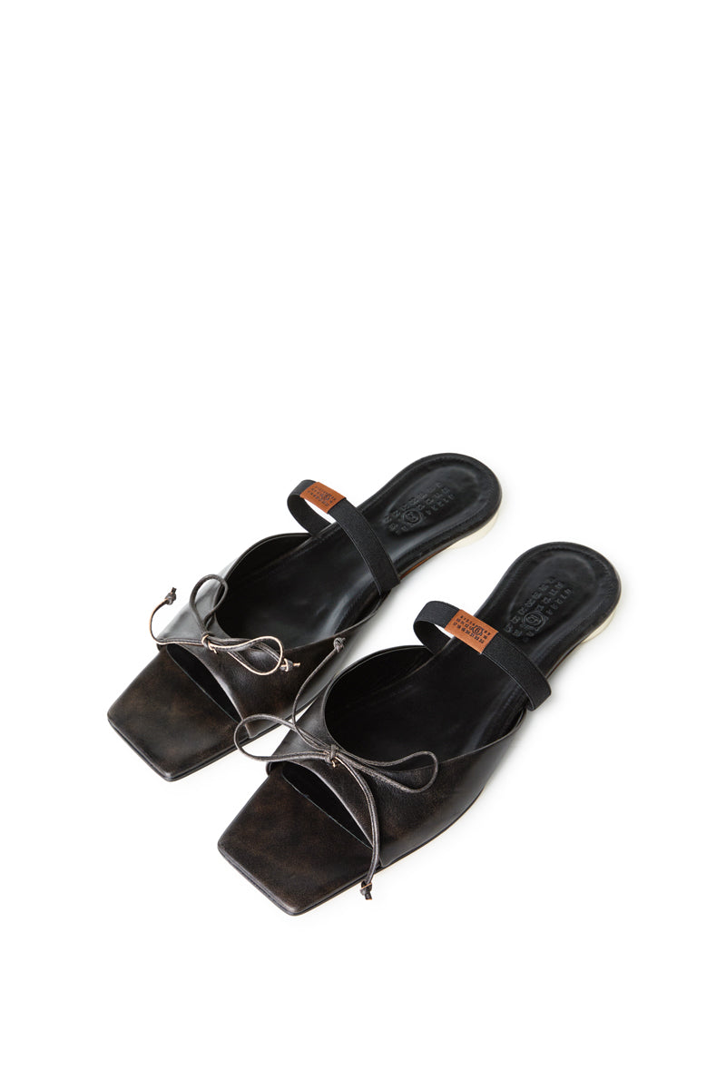 MM6 Maison Margiela Bow-Detailed Leather Slingback Shoes - Dark Brown