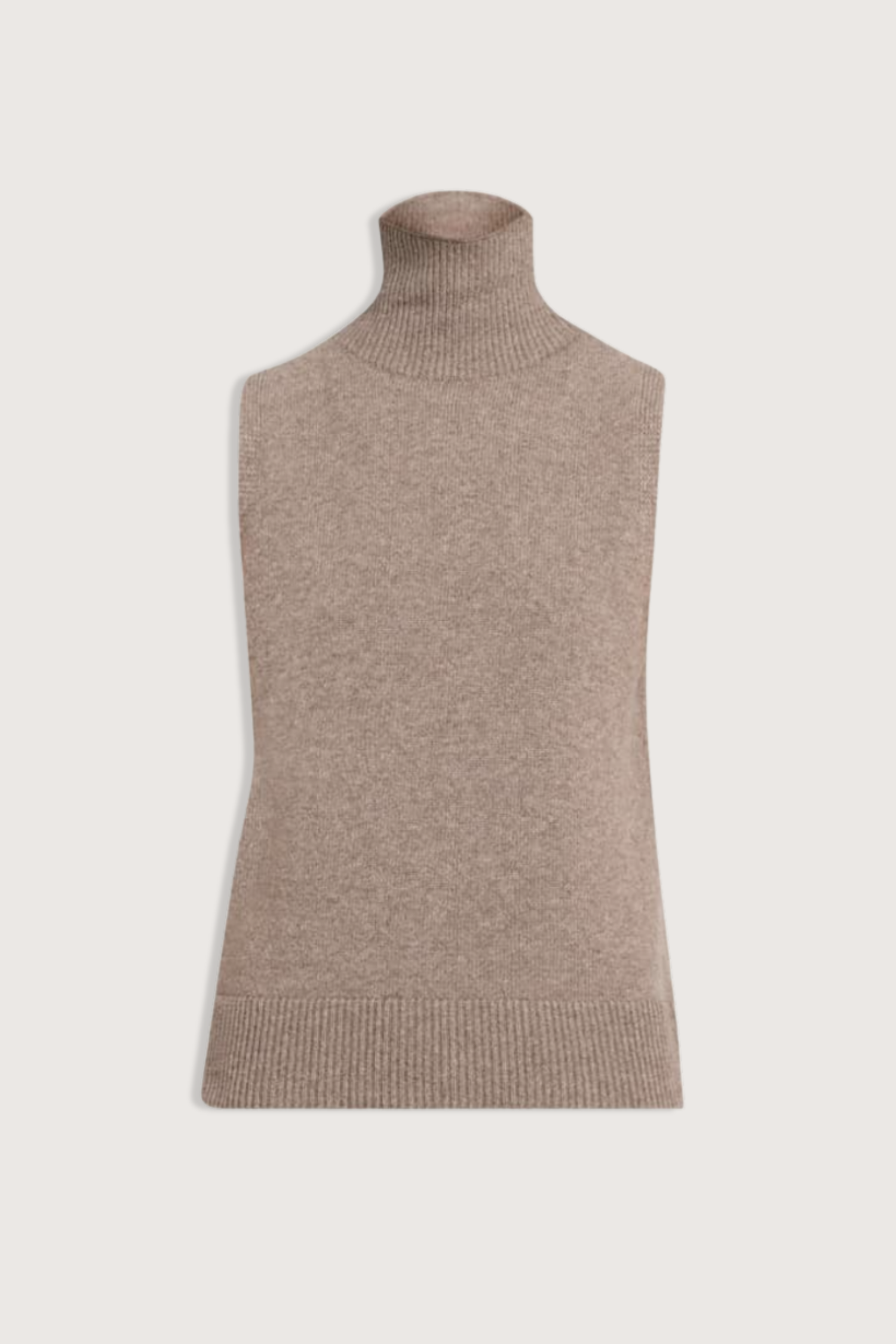 Brandon Maxwell The Bruno Sleeveless Hi Neck Sweater - Truffle