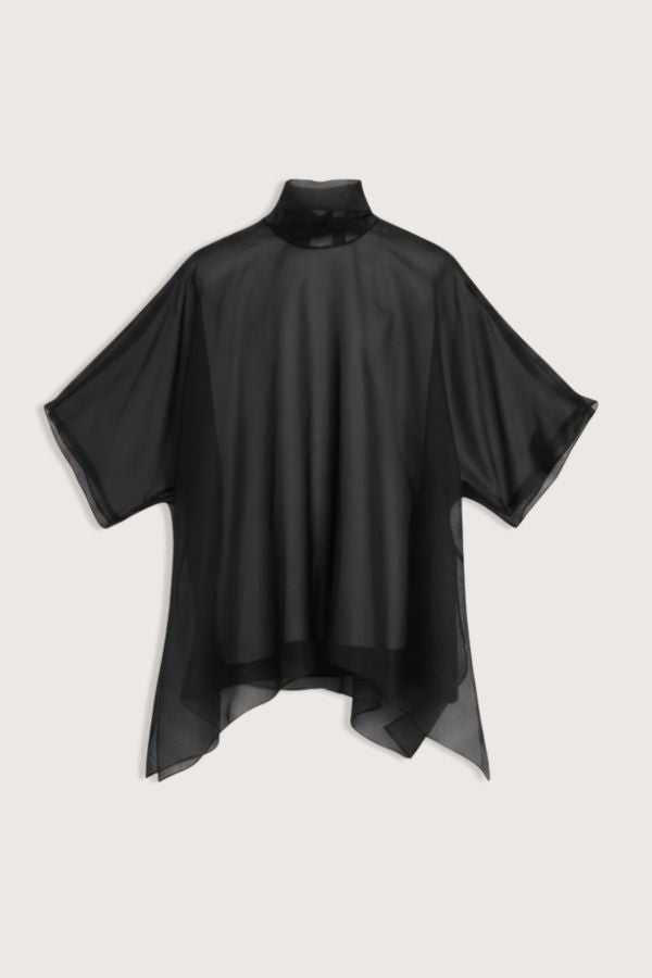 Brandon Maxwell The Cali Organza Blouse With Neck Tie - Black