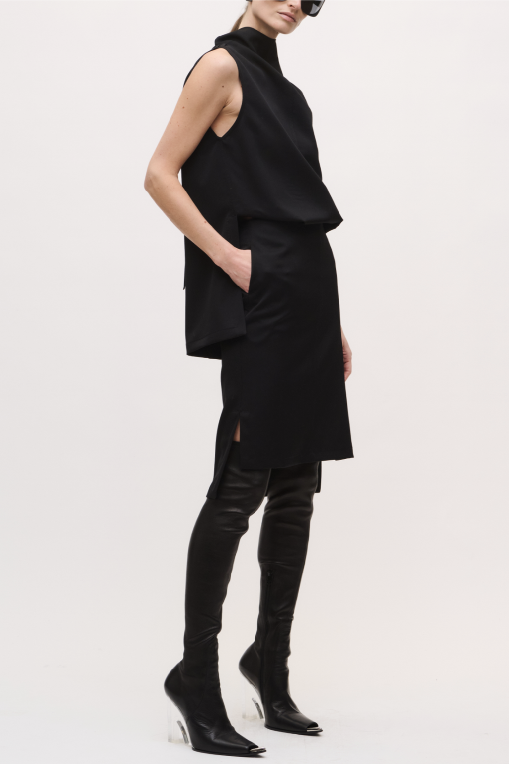 Brandon Maxwell The Noa Mock Neck Dress - Black
