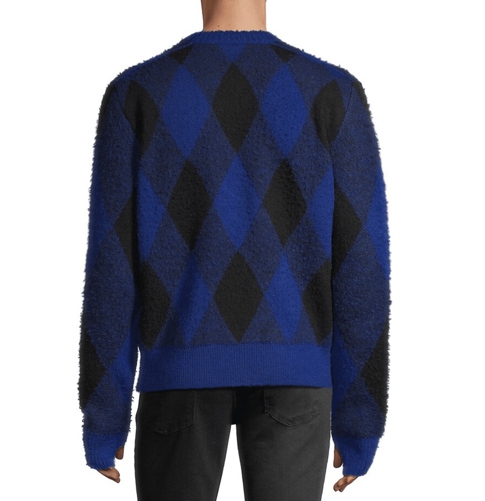 Burberry EKD Wool Sweater - Blue Argyle Check