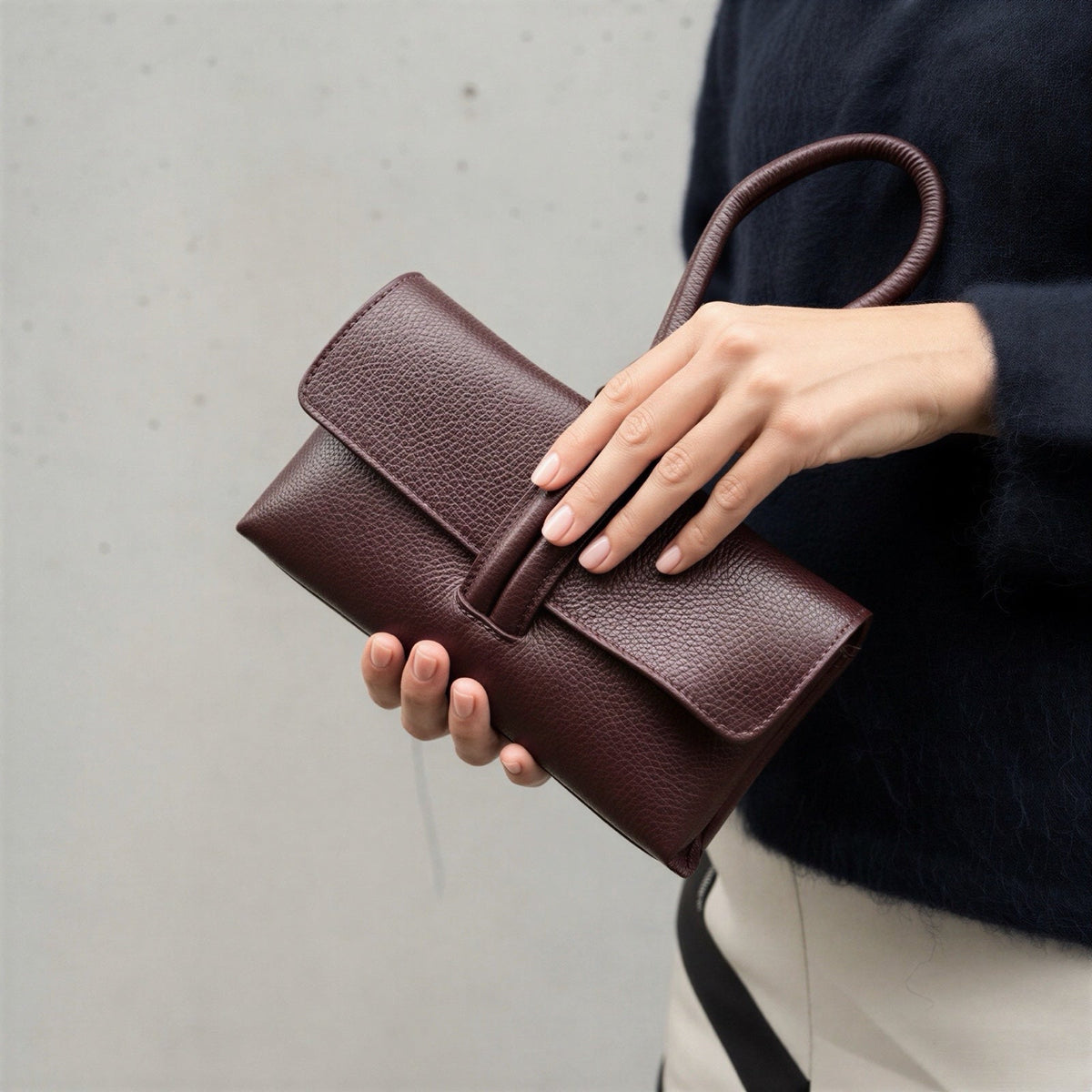 London Atelier Byproduct Leather Loop Clutch Bag
